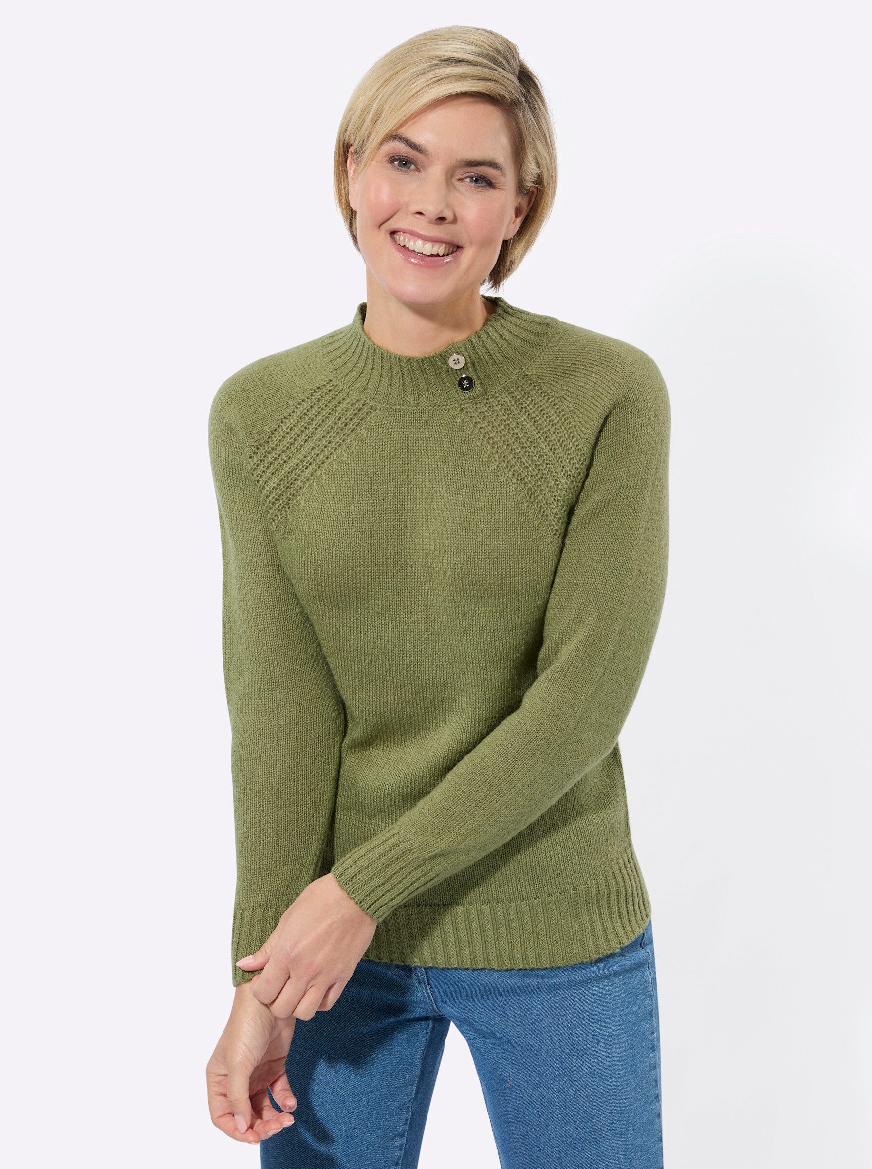 Strickpullover Stehkragen-Pullover Langarm Jersey