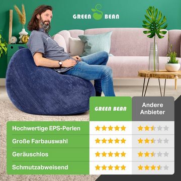 Green Bean Sitzsack Scoop Cord (Indoor Sitzsack 90x110cm EPS-Perlen Füllung & Cordstoff, Kuschelig Weich Waschbar - Drinnen Bodenkissen Liegekissen Sitzkissen), Sitzhocker Relax-Sessel Kinder Erwachsene Stoff