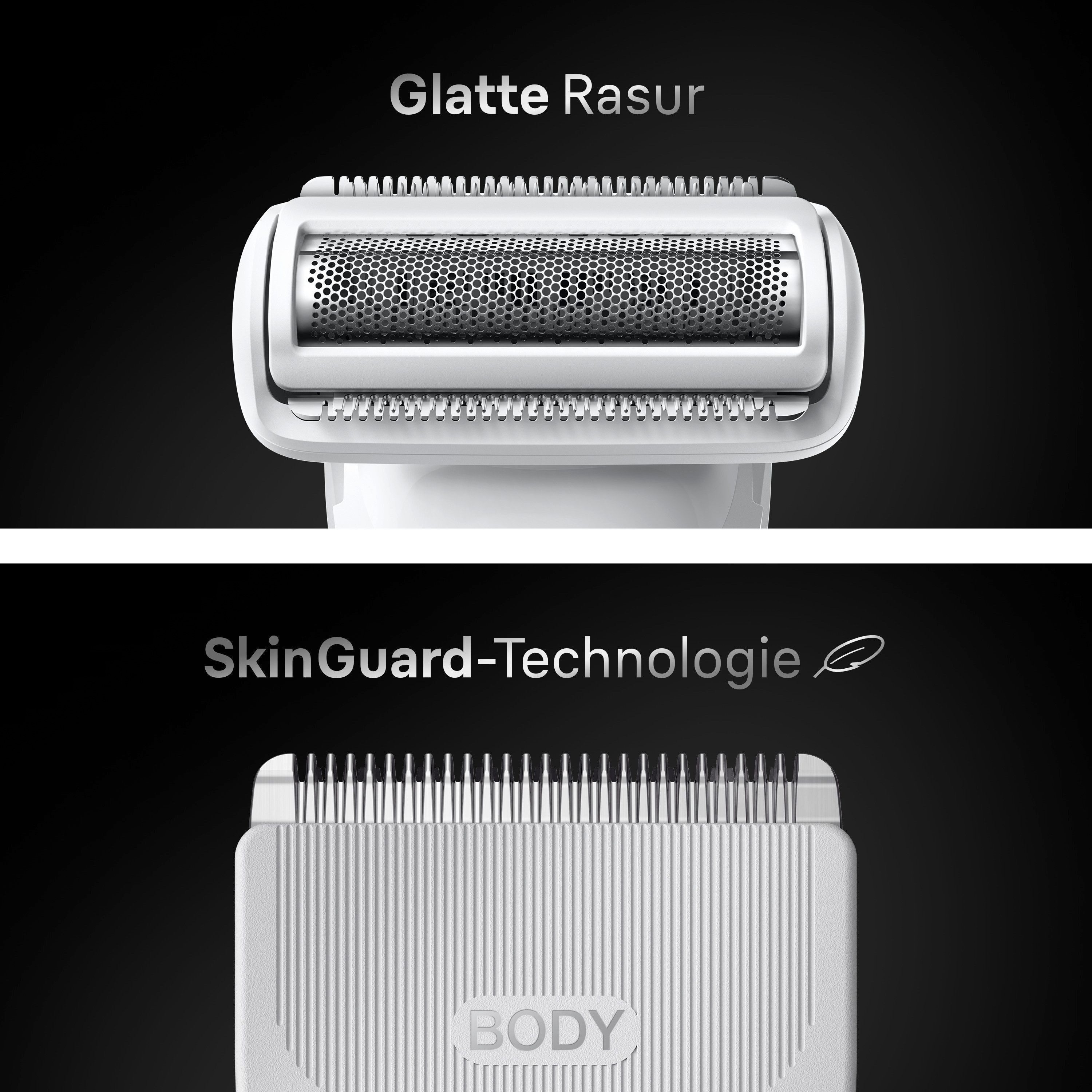 Braun Haarschneider Body Groomer BG7550, mit Smartlight & SkinGuard, 100 Min Akku, wasserdicht grau