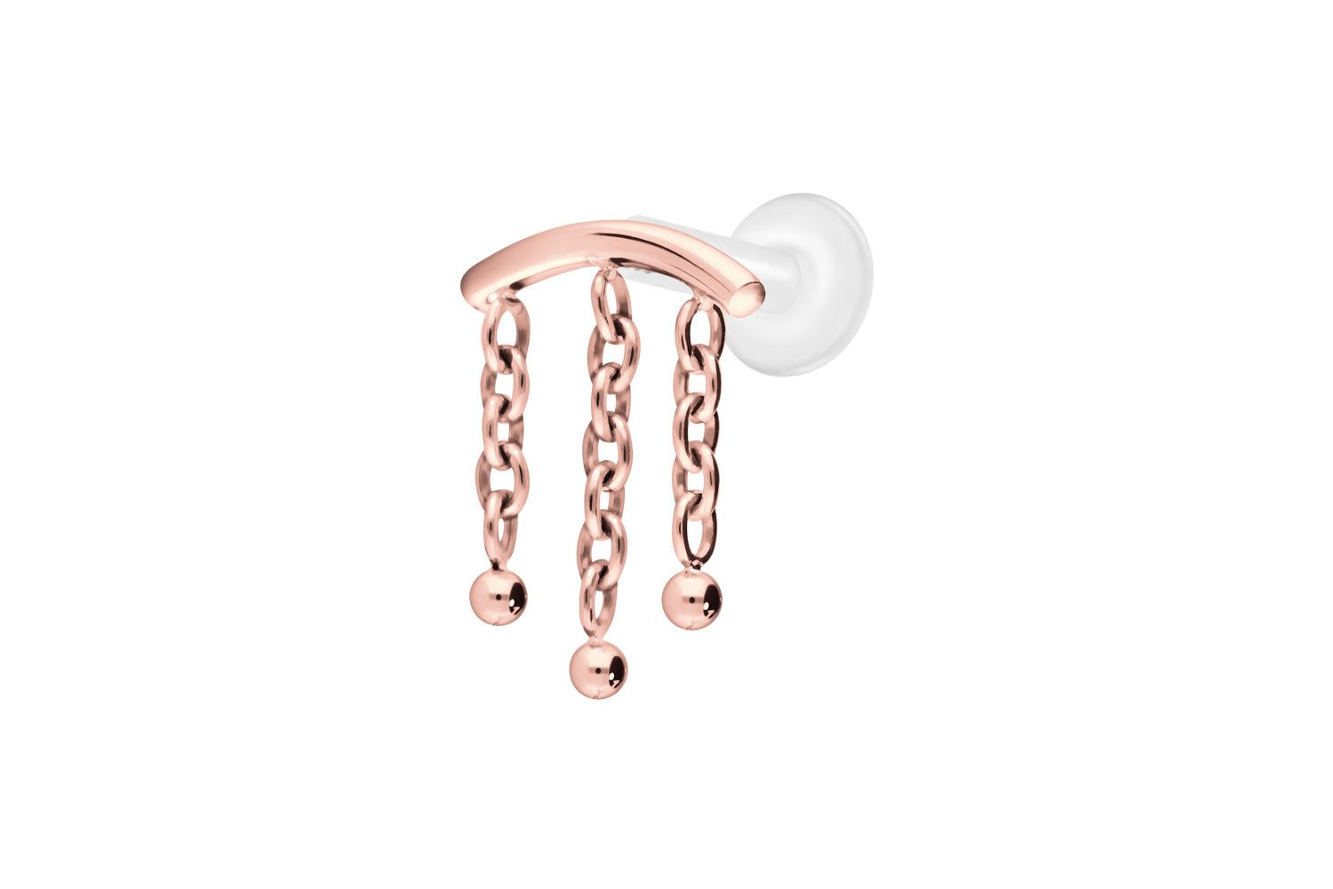 PIERCINGLINE Piercing-Set PTFE Labret mit Innengewinde + Titan-Aufsatz BOGEN + 3 KETTEN (Labrets, 1-tlg)