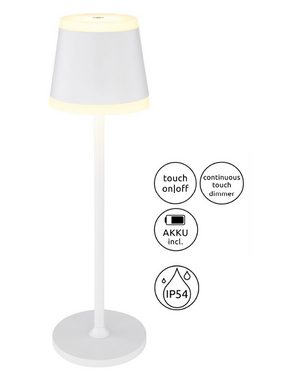 bmf-versand Tischleuchte Tischlampe kabellos mit Akku Wohnzimmer Touch Dimmer Tischleuchte, Weiß, LED fest integriert, Warmweiß, Dimmbar, Touchdimmer