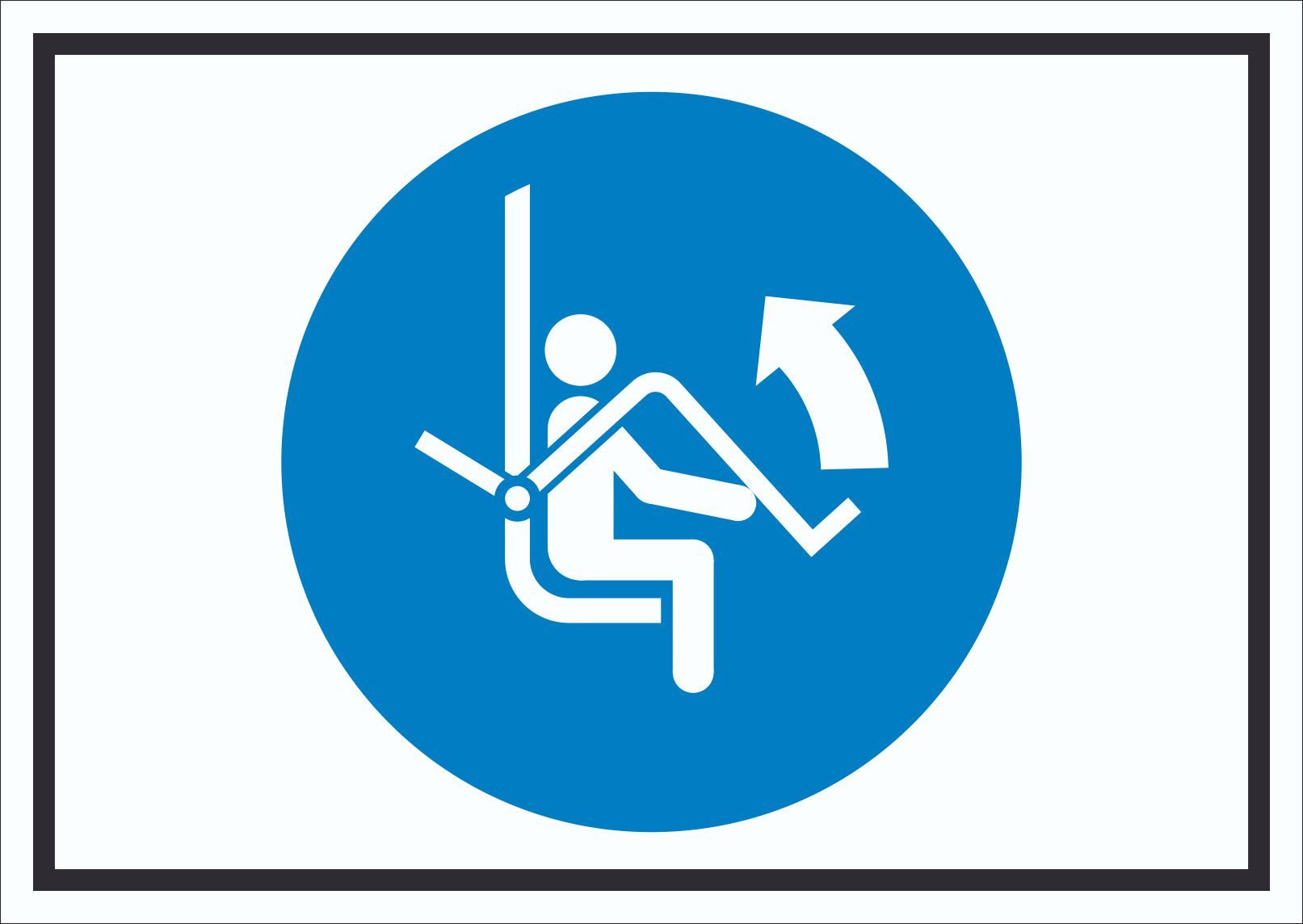 HB-Druck Hinweisschild Sicherheitsbügel des Sessellifts öffnen Symbol Schild, wetterfest, stabil, UV-beständig, kratzfest