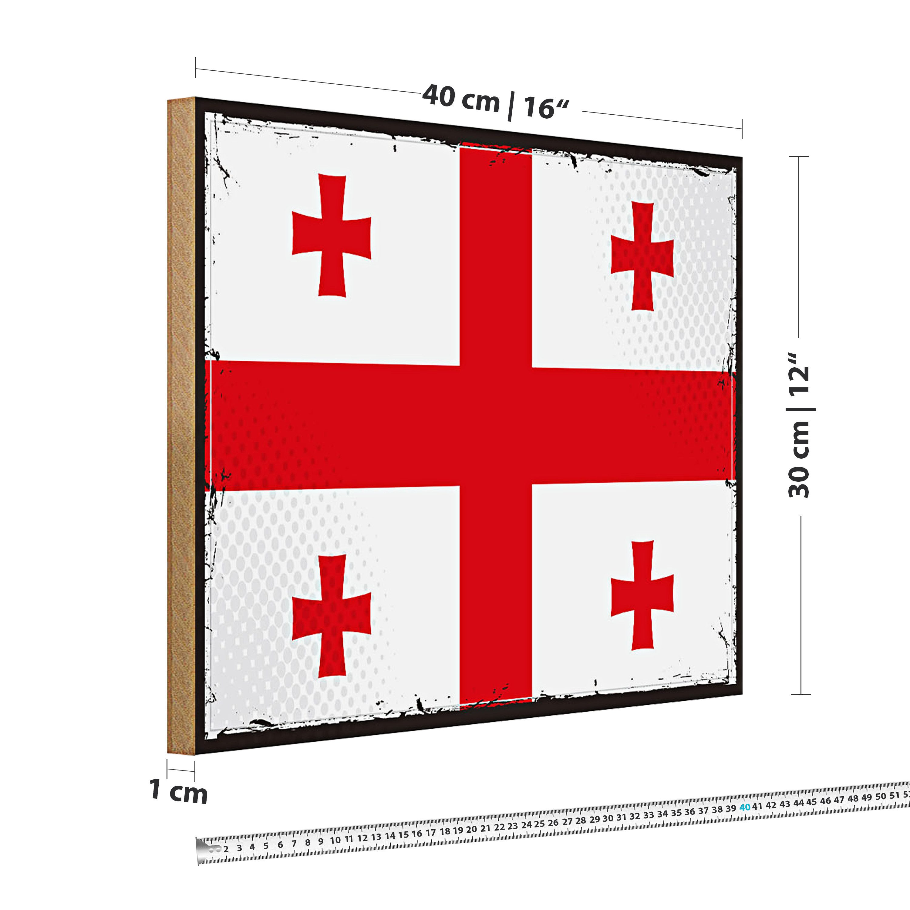 Roomando Holzbild Flagge Georgien 40x30cm Retro Flag of Georgia