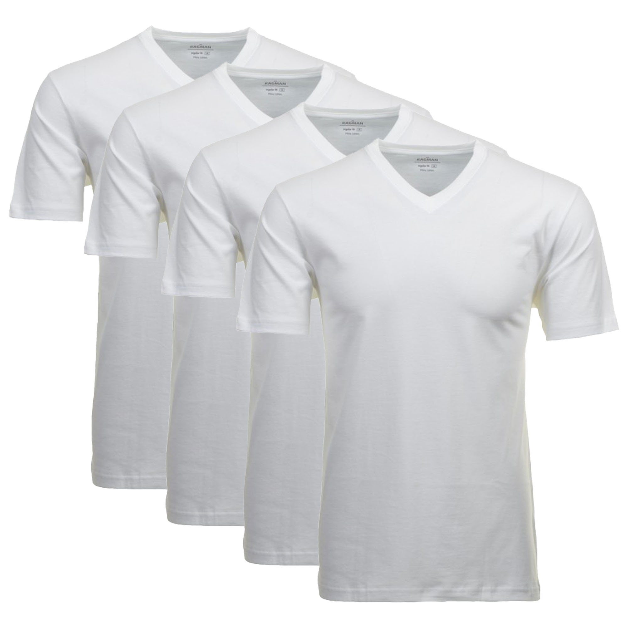 RAGMAN T-Shirt Herren T-Shirt 2er Pack - 1/2 Arm, Unterhemd Weiß