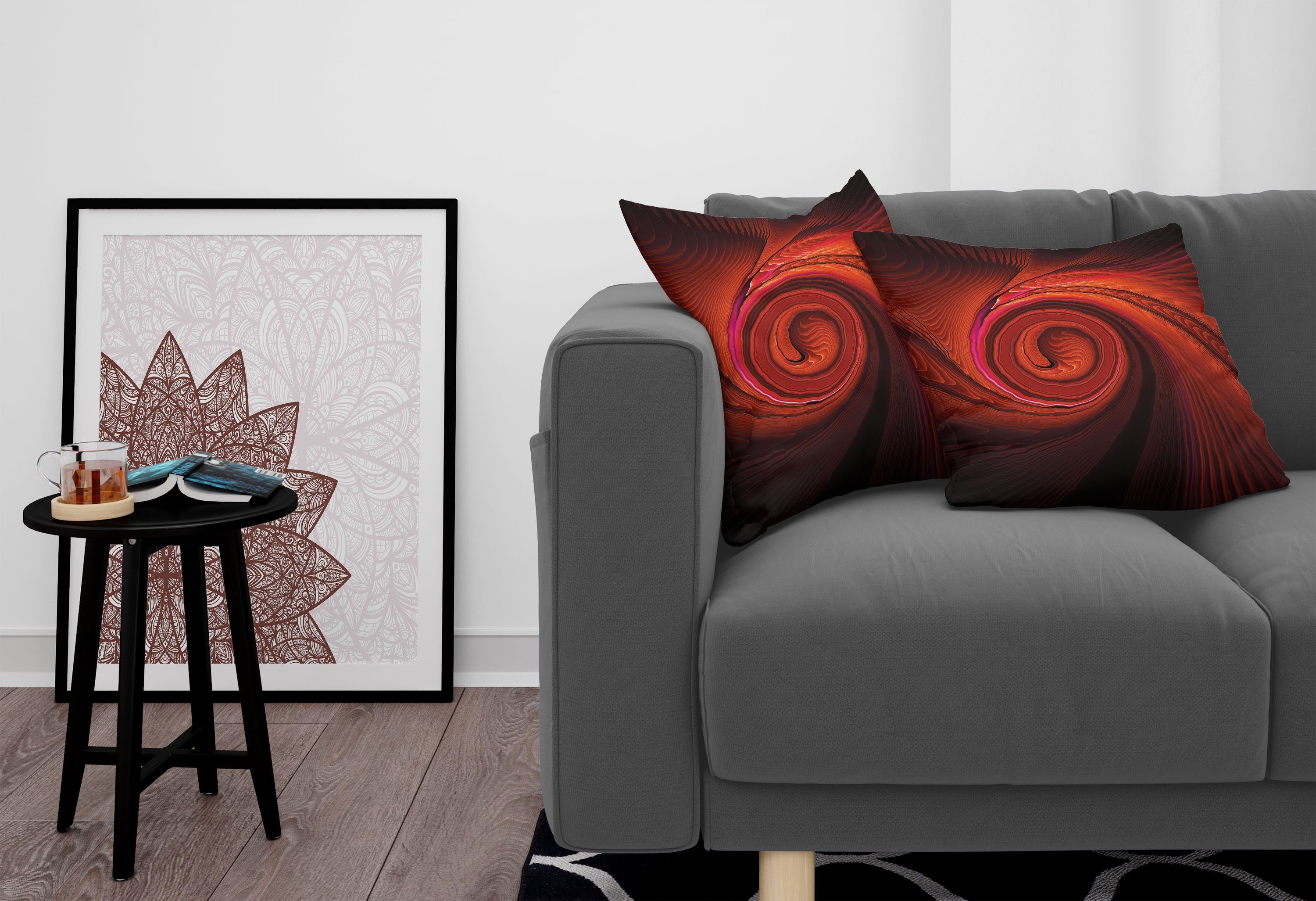 Kissenbezüge Modern Accent Doppelseitiger Digitaldruck, Stück), Spiral Surreal (2 Kunst rot Abakuhaus Waves