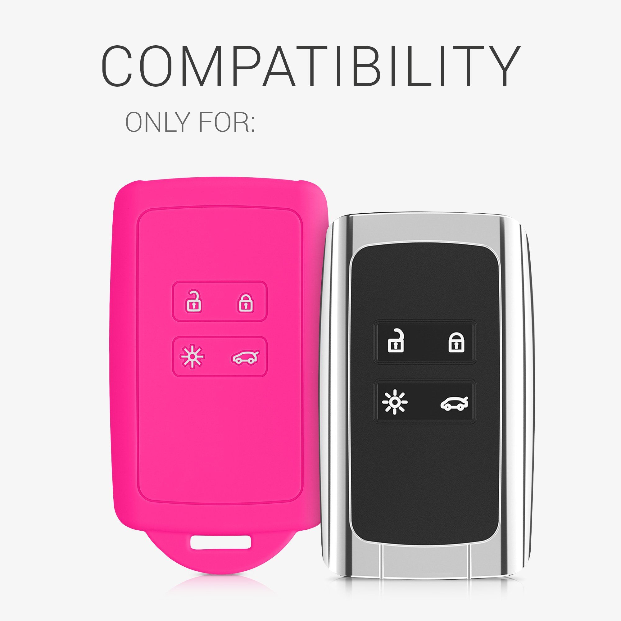 für Schlüsseltasche Schutzhülle Neon kwmobile Silikon Hülle Schlüsselhülle Renault, Autoschlüssel Pink