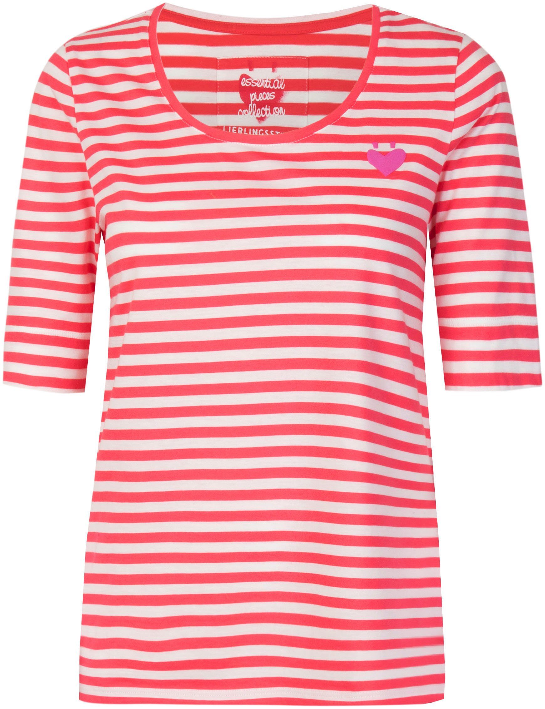 Lieblingsstück Rundhalsshirt FriaEP mit Streifen light red | T-Shirts