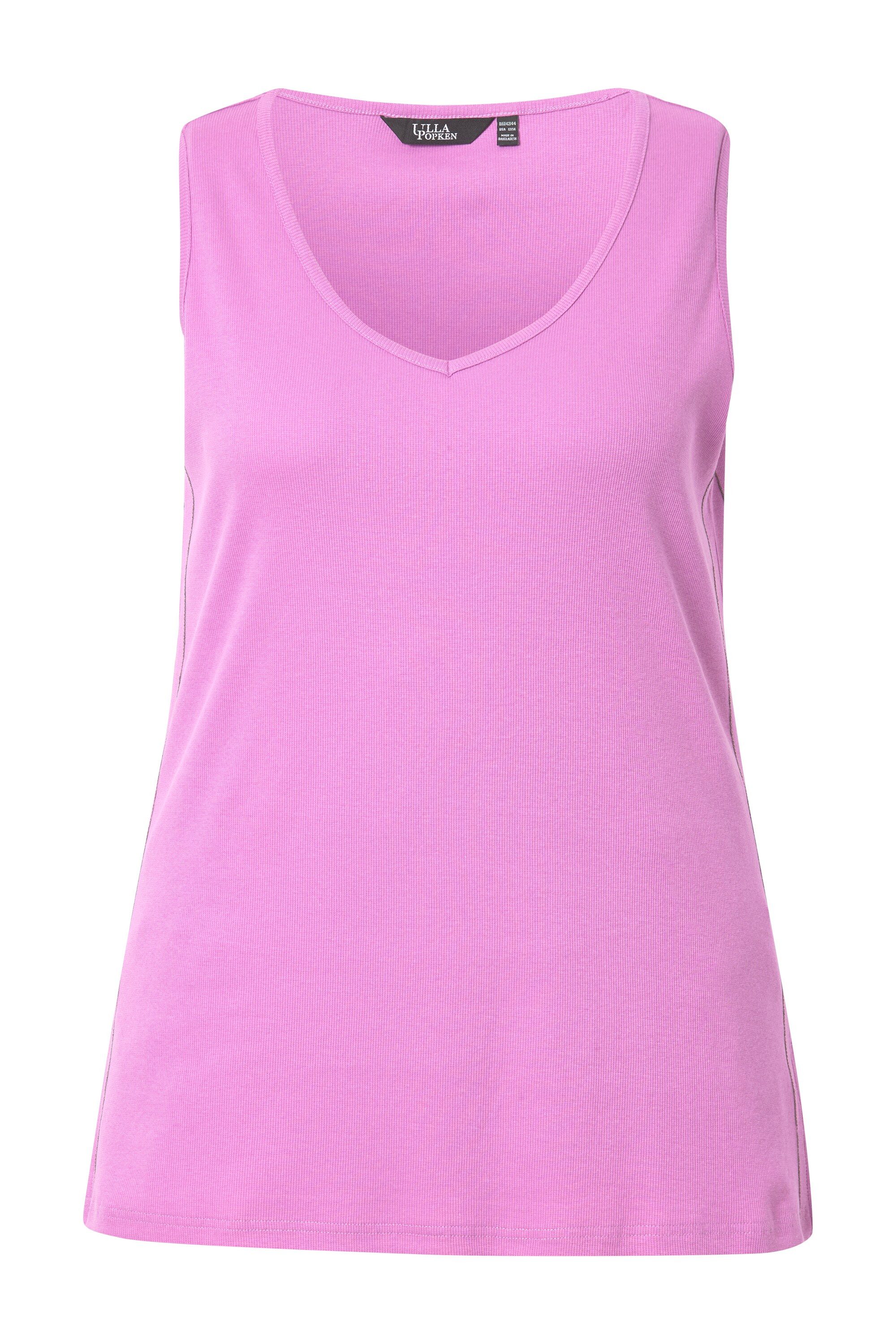 Ulla Popken T-Shirt Top Rippjersey Slim V-Ausschnitt ärmellos günstig online kaufen