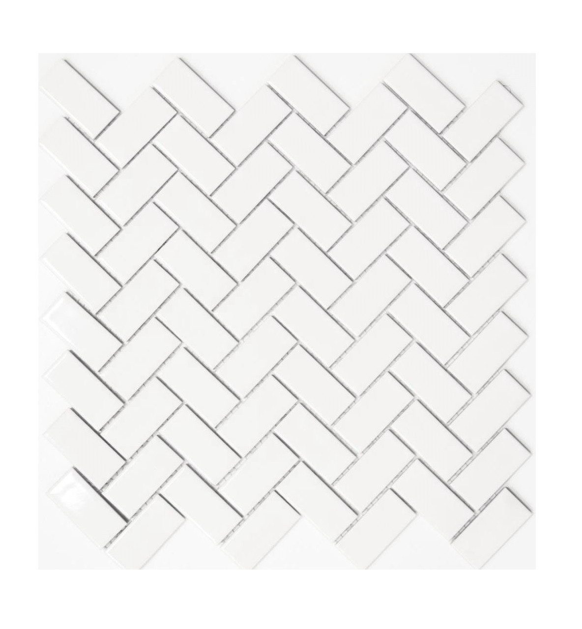 Mosani Mosaikfliesen Fischgrät Mosaikfliese Keramik weiß glänzend Küche Wand