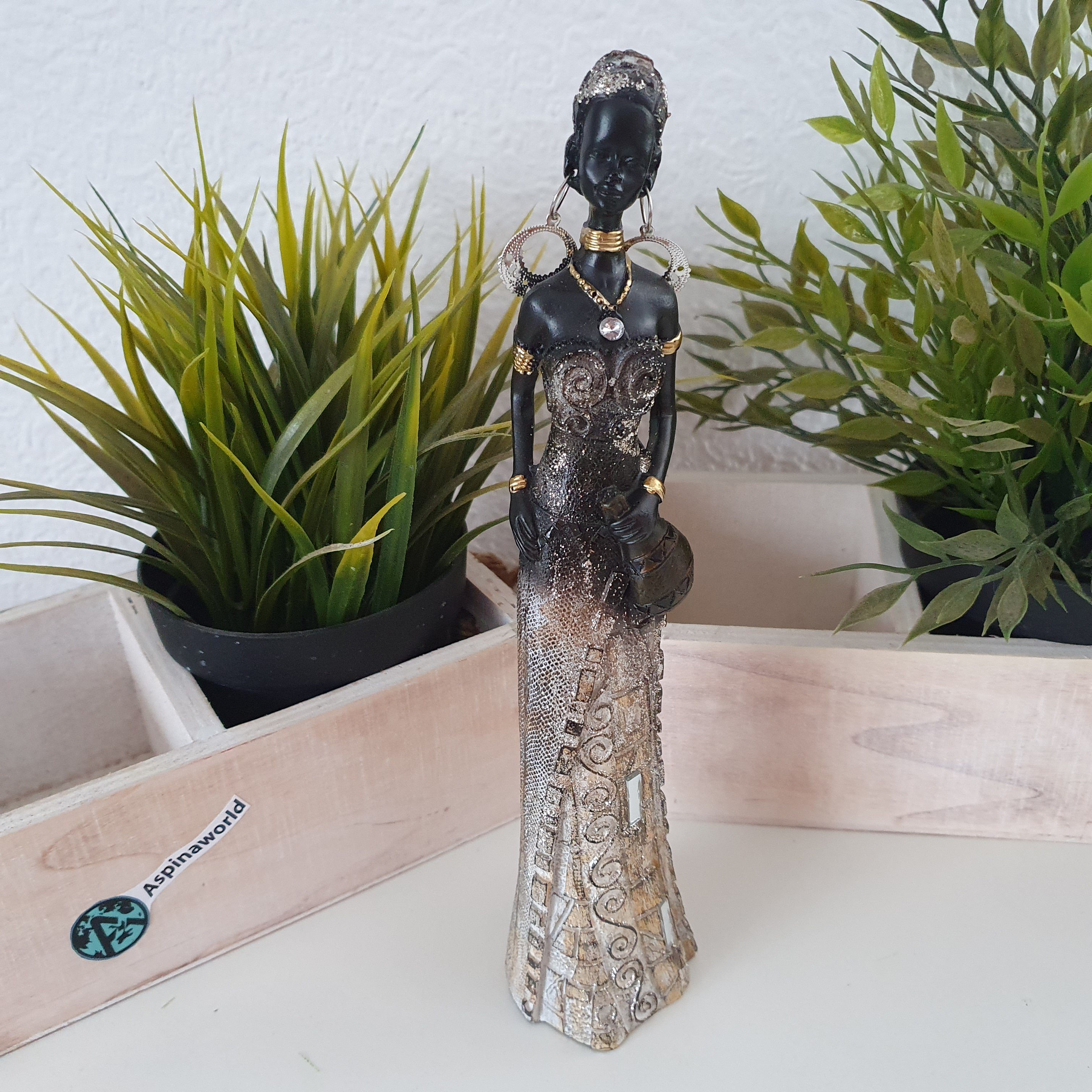 Aspinaworld Afrikafigur Afrikanische Dekofigur Frau mit Kanne in der Hand 2 günstig online kaufen