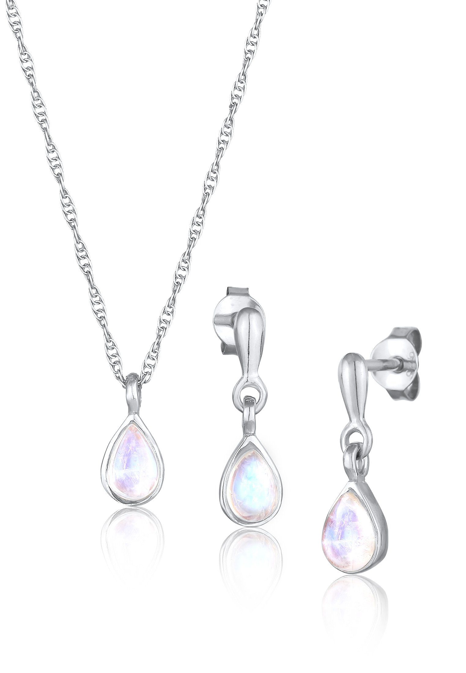 Elli Premium Schmuckset Mondstein Tropfen Kette Ohrhänger 925 Silber günstig online kaufen