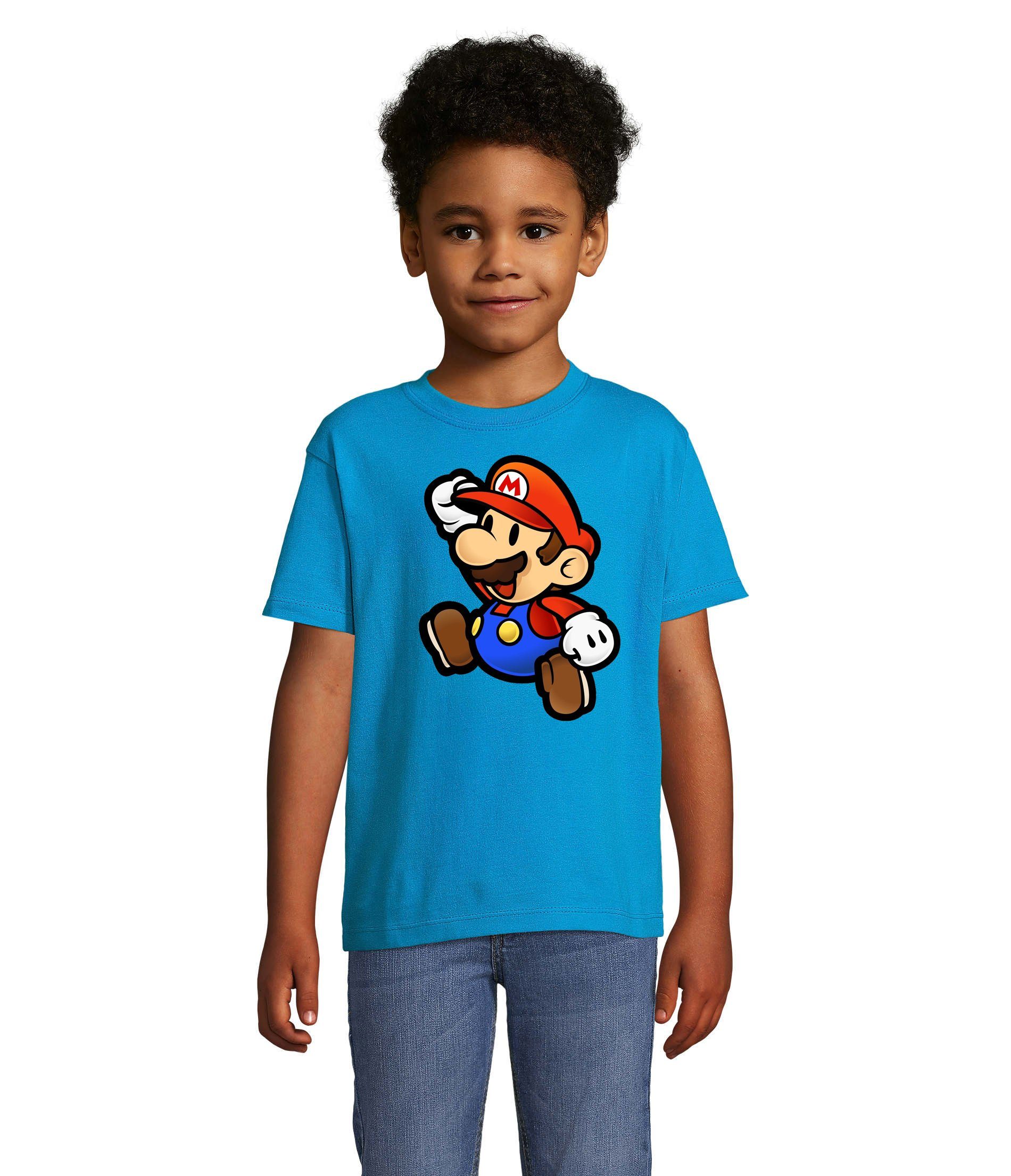 Blondie & Brownie T-Shirt Kinder Jungen & Mädchen Mario Nintendo Gaming Luigi Yoshi Super in vielen Farben Blau