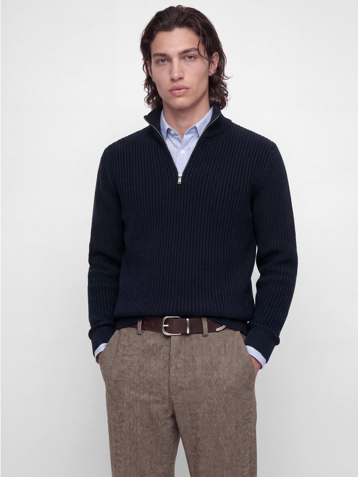 Jack & Jones Troyer JJSAGE KNIT HALF ZIP Materialmix, locker geschnitten