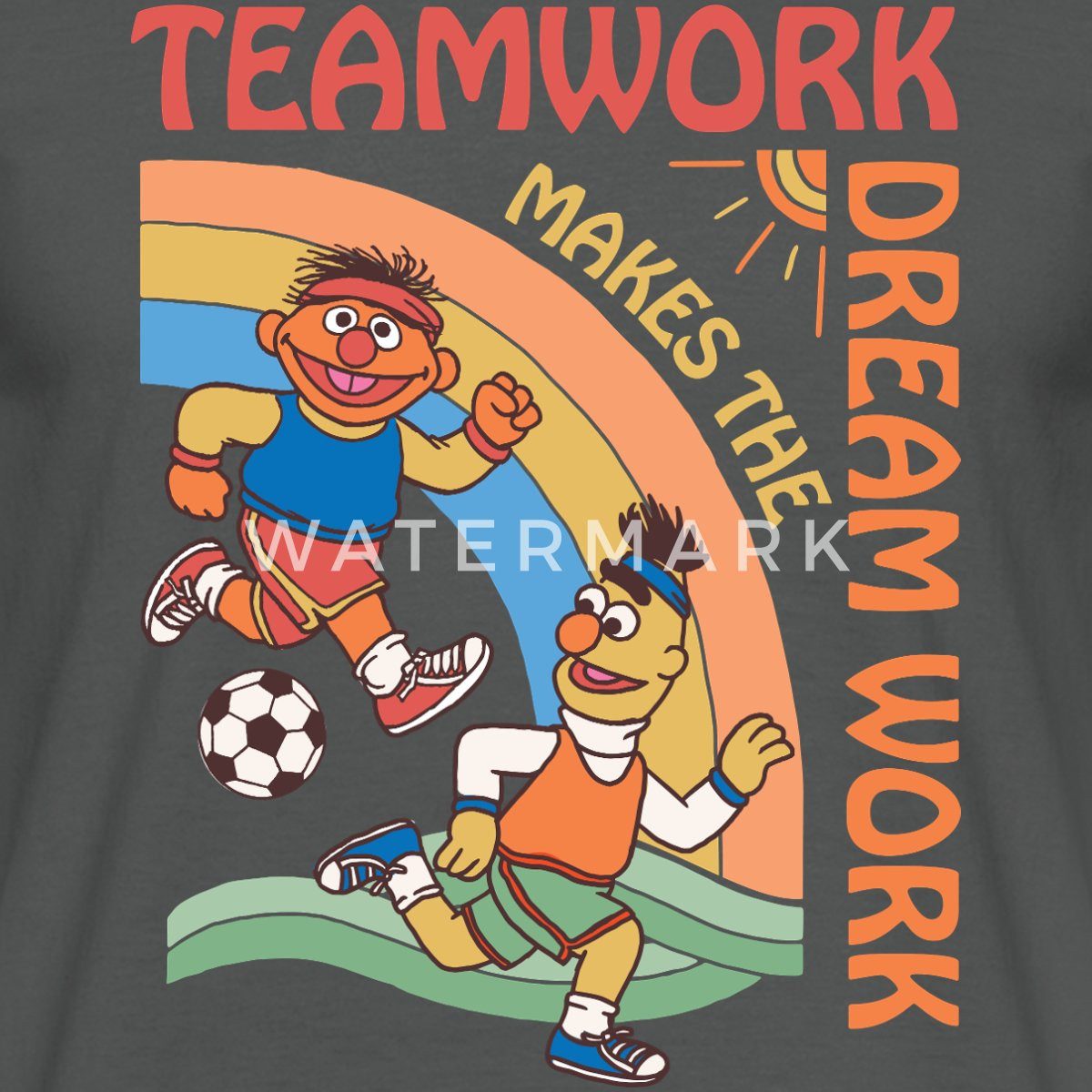 Spreadshirt T-Shirt Sesamstraße Teamwork Makes The Dream Work Männer T-Shirt (1-tlg)
