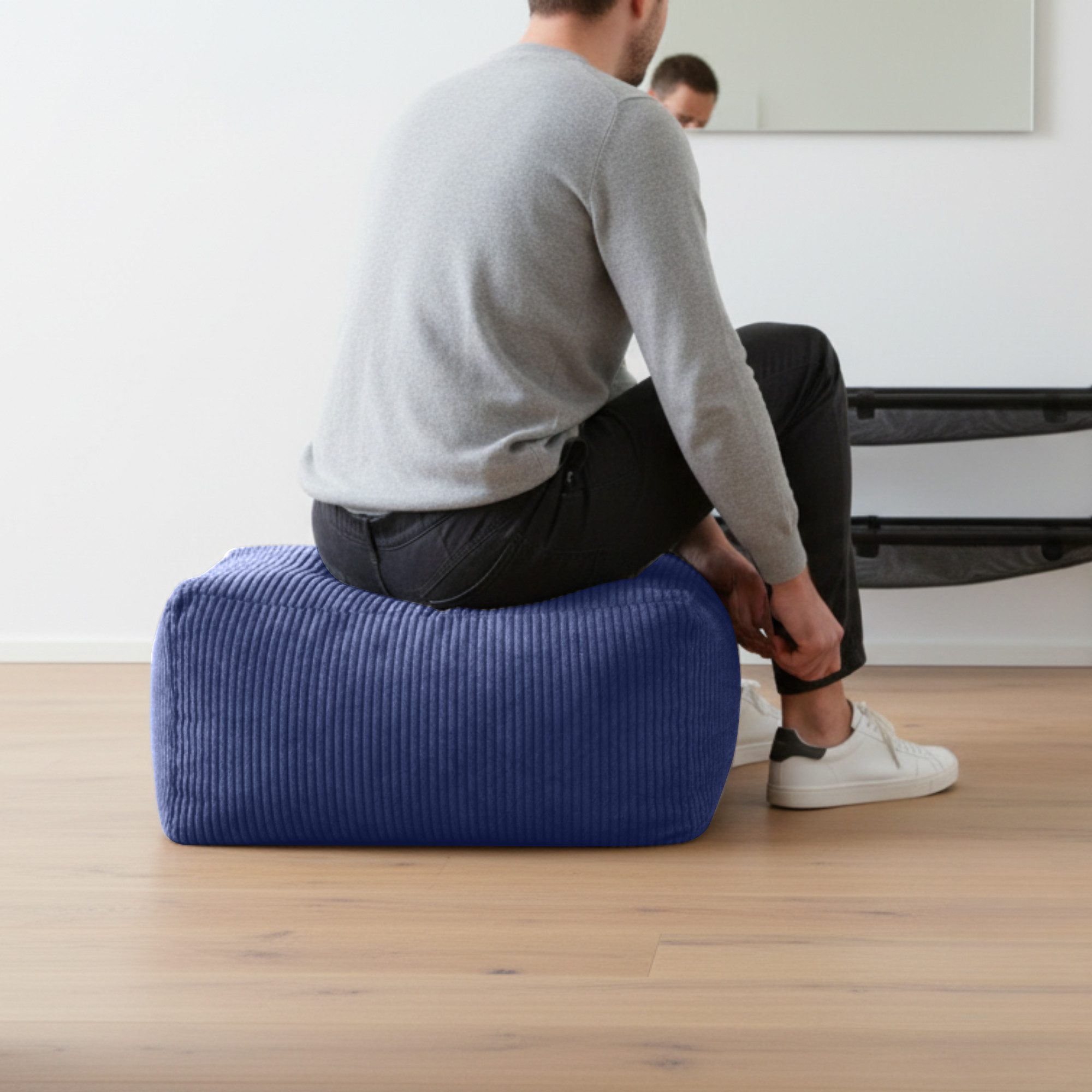 Green Bean Pouf Ottomane Cord (Indoor Sitzhocker Sitzkissen Fußhocker Relax-Sessel, Made in Germany), die ideale Ergänzung zum Sitzsack – Bild 5 von 5