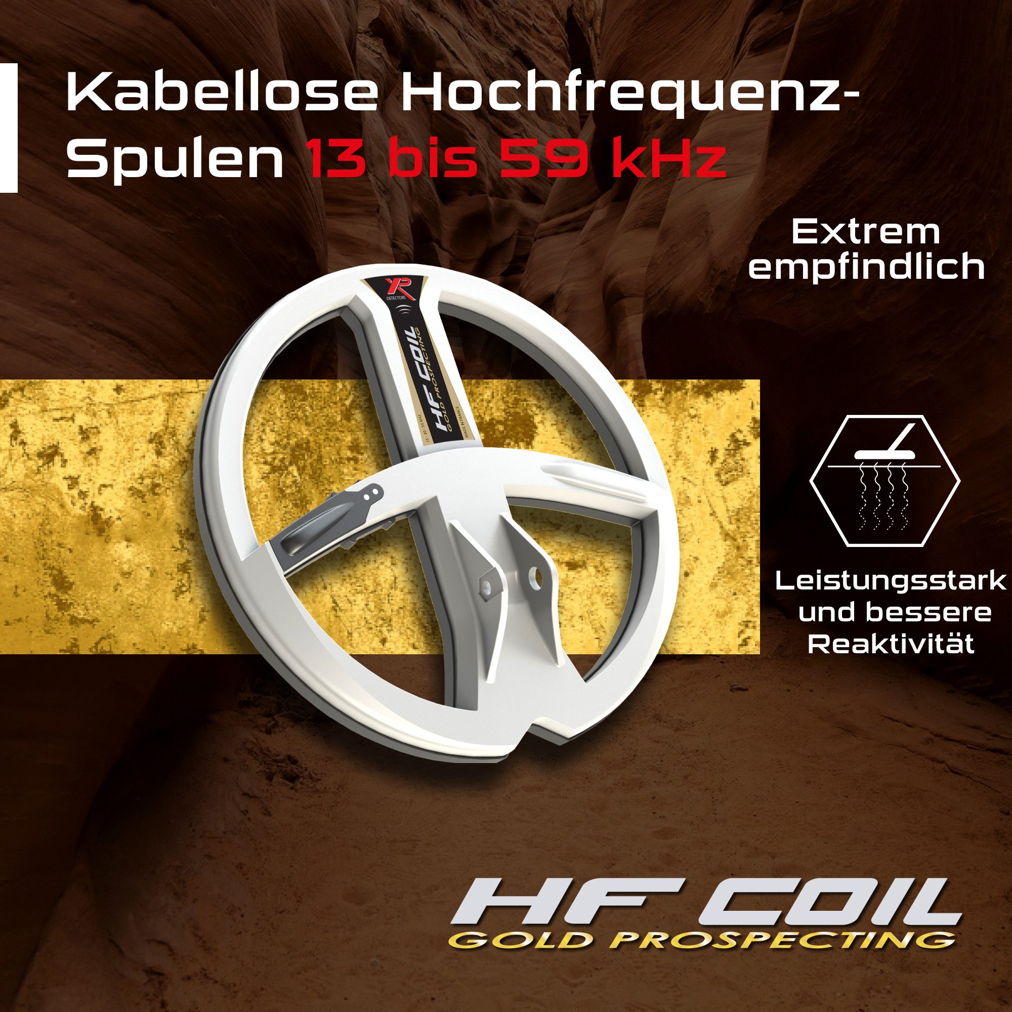 XP Metal Detectors Metalldetektor Deus / ORX Doppel-D HF Spule 22,5cm, Hohe Trennschärfe & Kleinteilempfindlichkeit