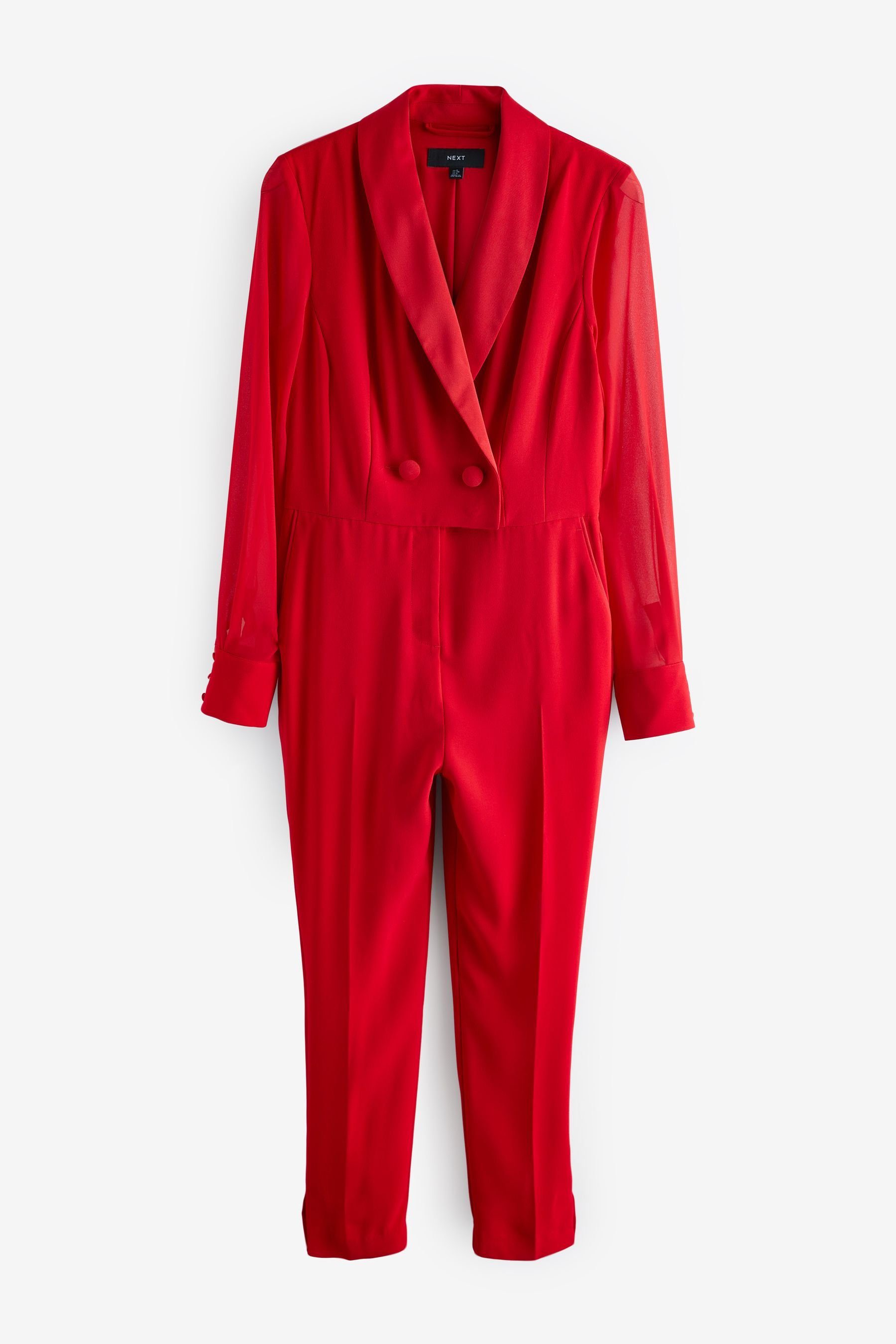 Next Jumpsuit Smoking-Jumpsuit mit transparenten Ärmeln (1-tlg)