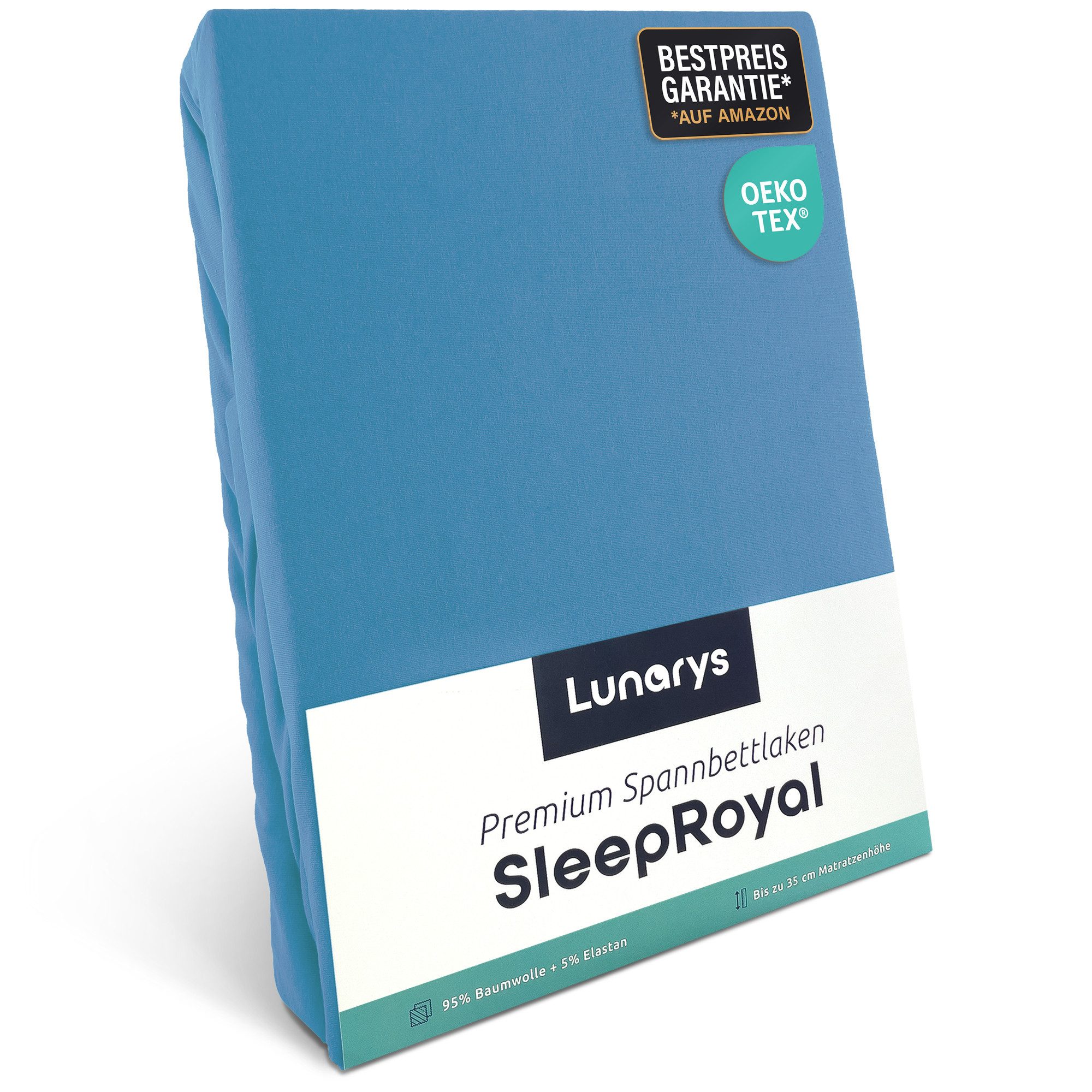 Lunarys Spannbettlaken SleepRoyal, Jersey-Elasthan, Gummizug: rundum, (1 St günstig online kaufen