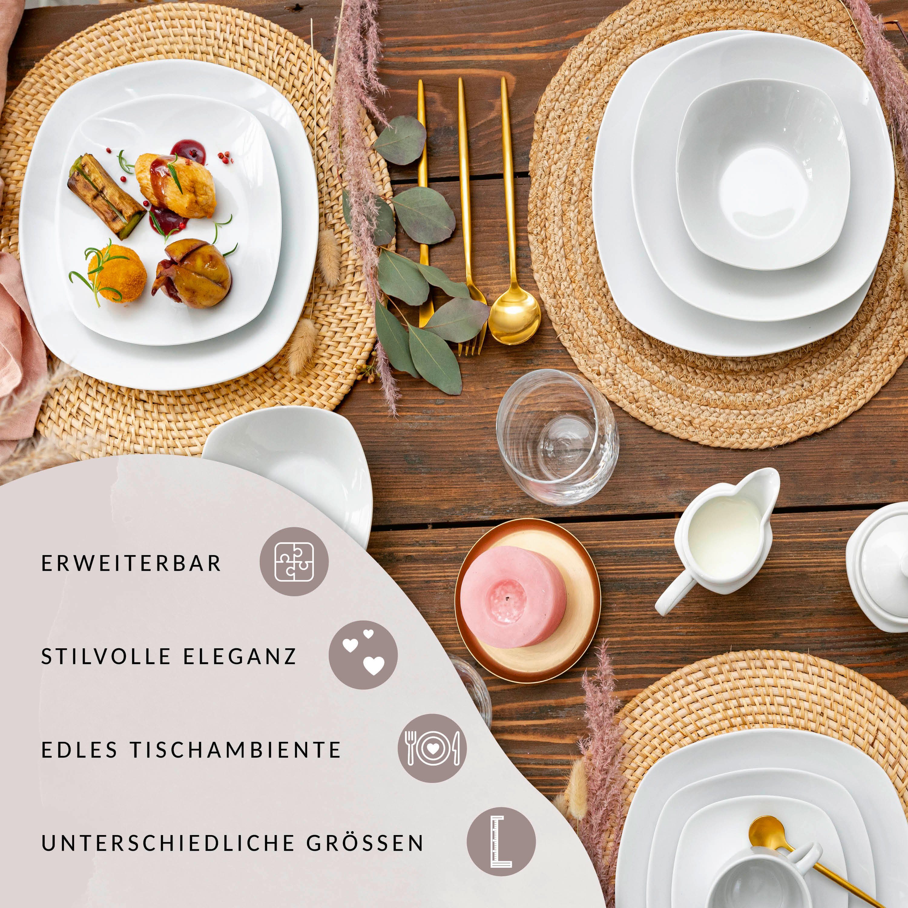 SÄNGER Kombiservice Bilgola Geschirrset, Weiß (36-tlg), 6 Personen, Porzellan, spülmaschinengeeignet, Premium Collection – Bild 5 von 5