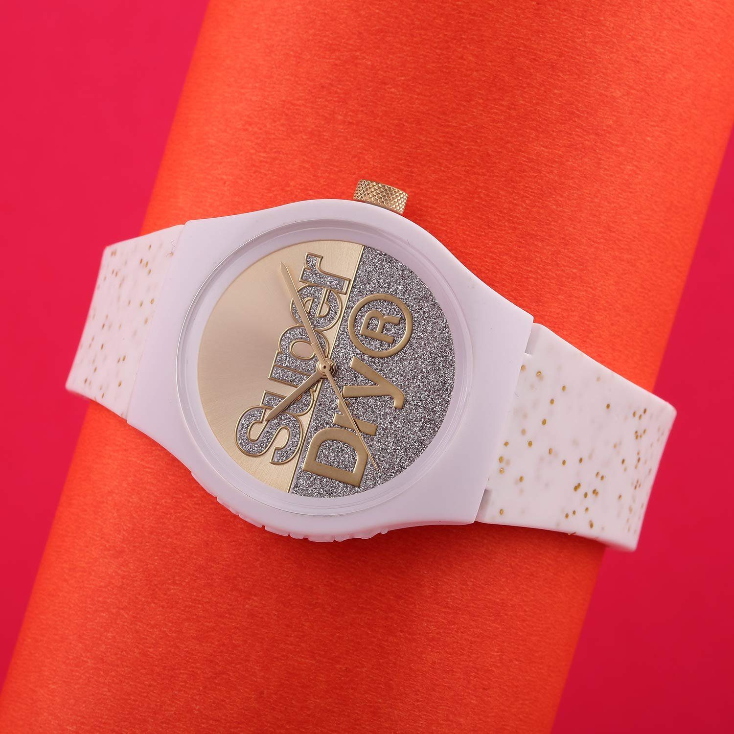 Superdry Quarzuhr Superdry Damen Analog Quarz Uhr mit Silicone Armband SYL273W, Damen Analog Quarz Uhr mit Silicone Armband SYL273W