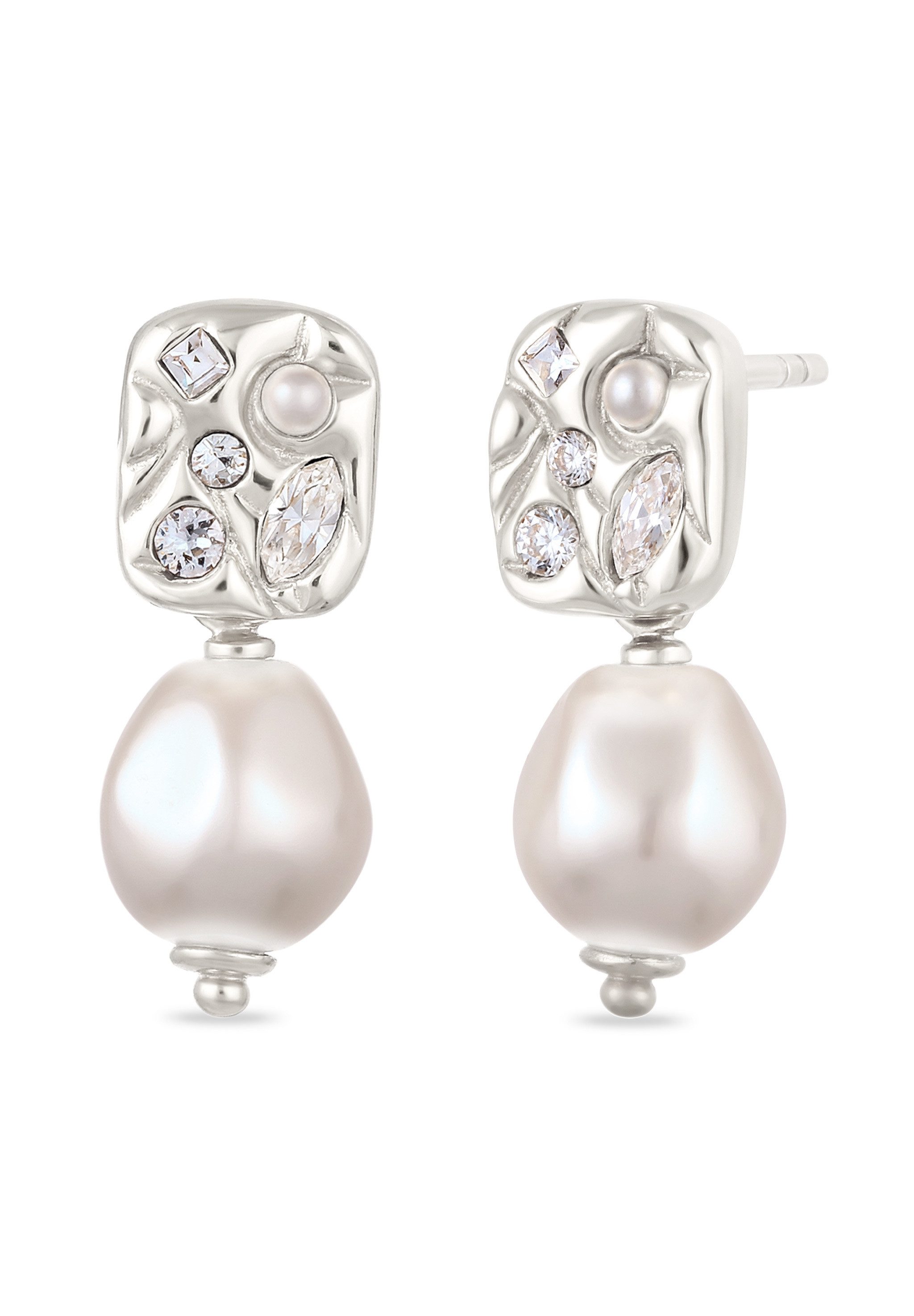 Elli Perlenohrringe Ohrstecker Hänger mit Perlen von Swarovski® Weiß 925 Sterling Silber
