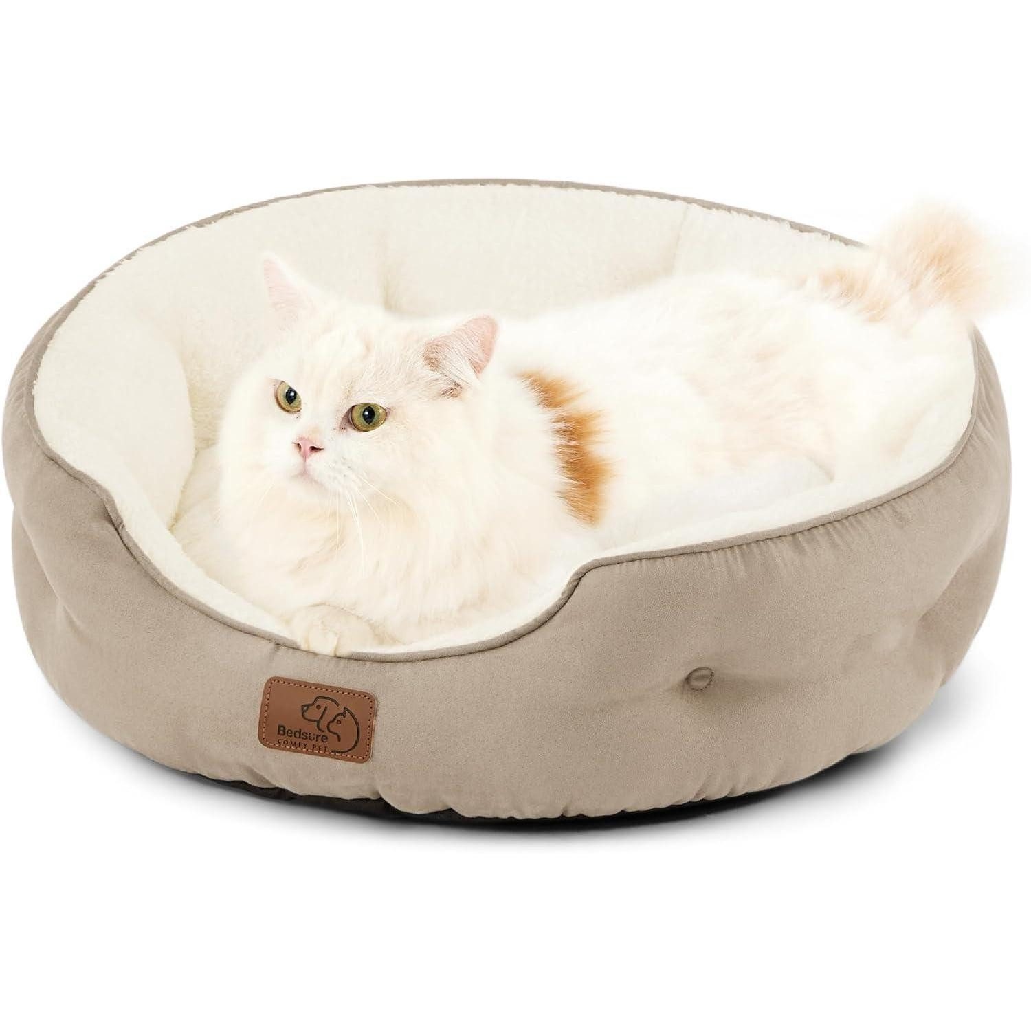 LuxusKollektion Katzenliege Katzenbett waschbar 51x48x15cm Innenkissen Kamel L 51 x B 48 x H 15 cm