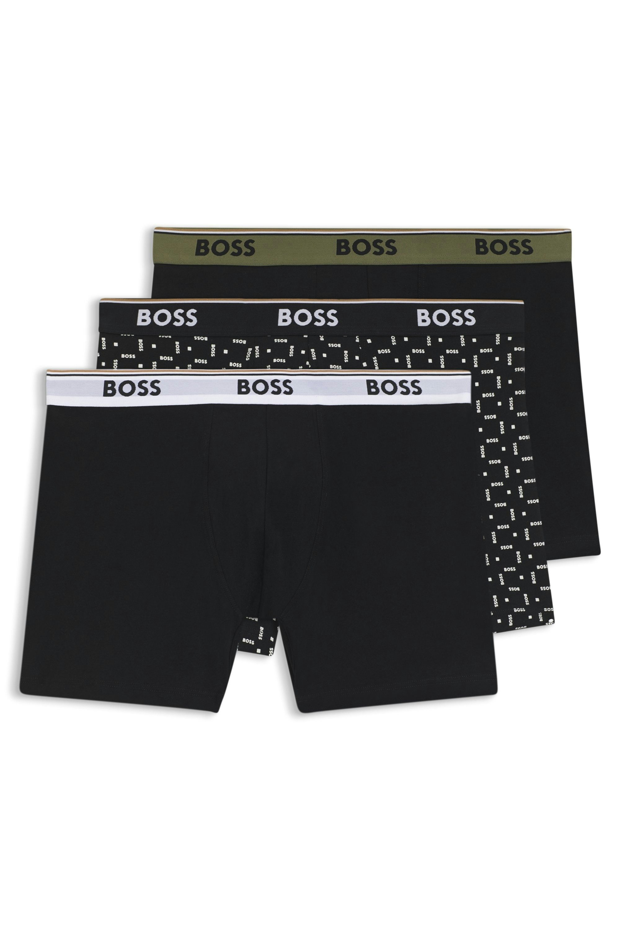 BOSS Boxershorts (Packung, 3-St) längeres Bein, anliegend, aus Stretch-Baumwolle