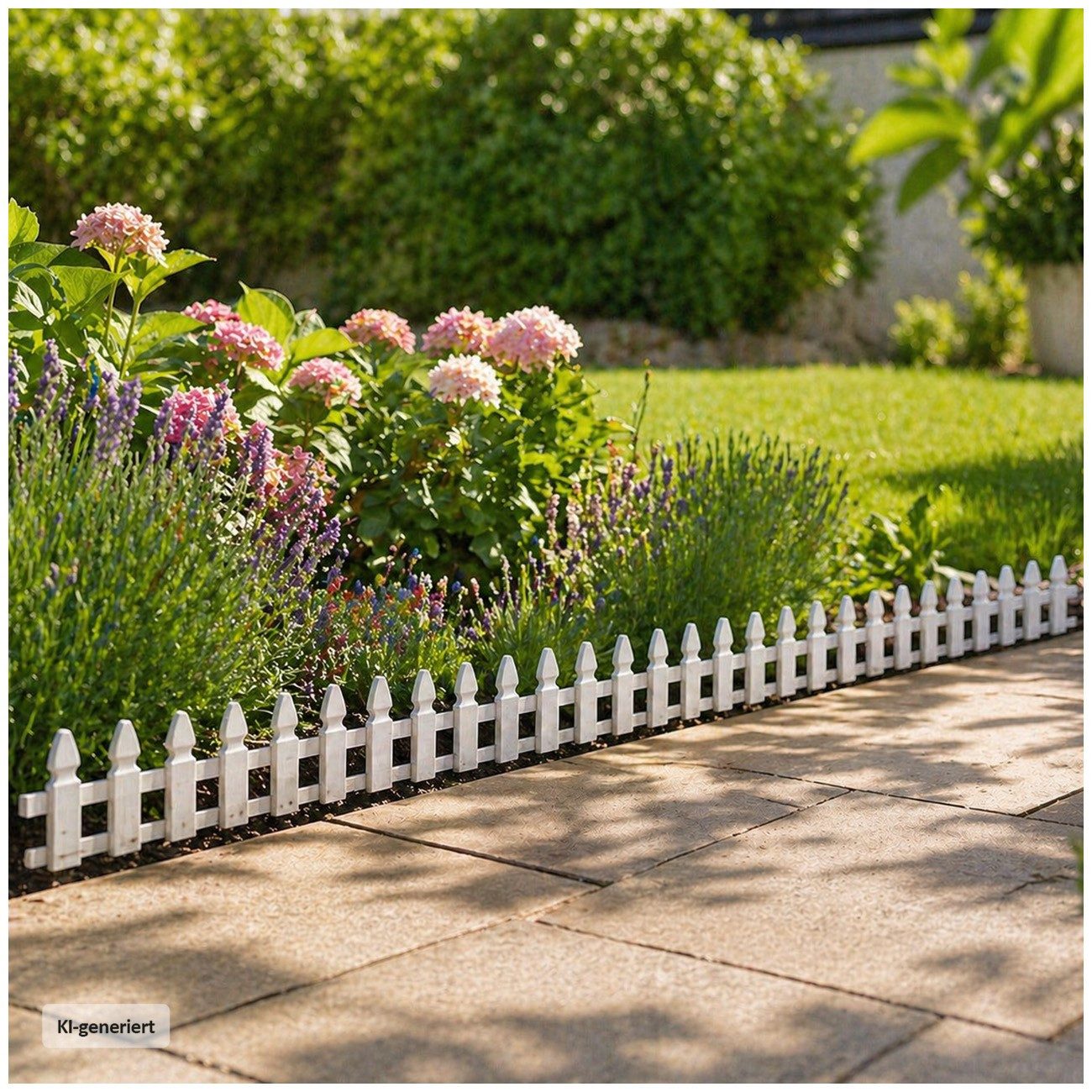 HTI-Living Zierzaun Zierzaun Nessa Solar Palisade 4-teilig Weiß, (Set, 4-St., 4 Zaunelemente inkl. Solarbeleuchtung), Beeteinfassung Kunststoff witterungsbeständig
