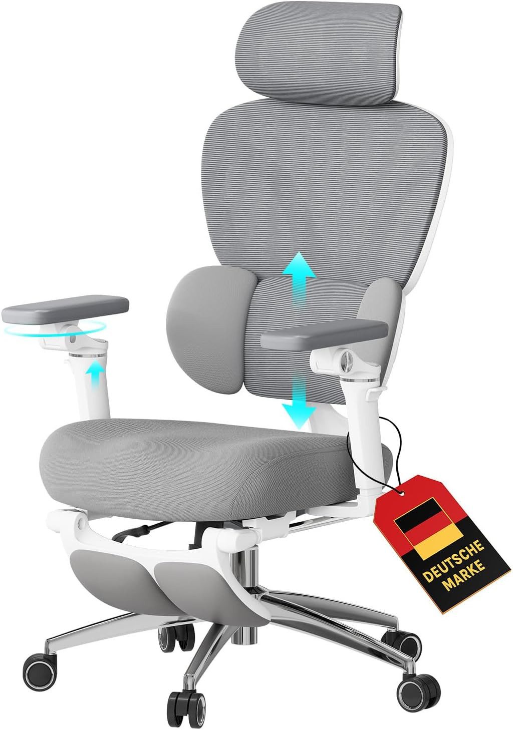 Woltu Bürostuhl, Ergonomisch Schreibtischstuhl mit Fußstütze Verstellbare Sitztiefe
