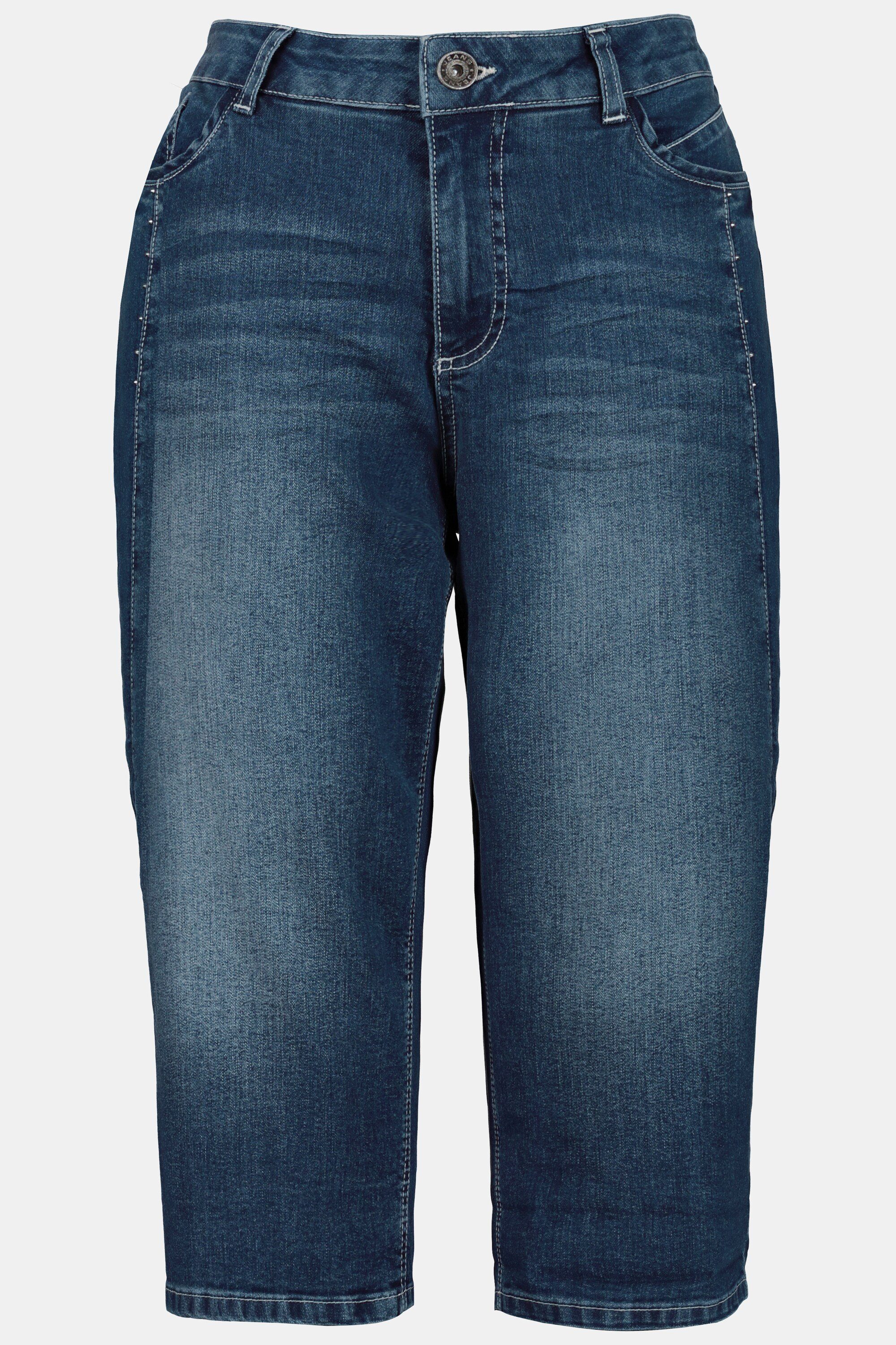 Gina Laura Regular-fit-Jeans Jeans-Bermuda Nieten-Ziernaht gerade 5-Pocket-Form