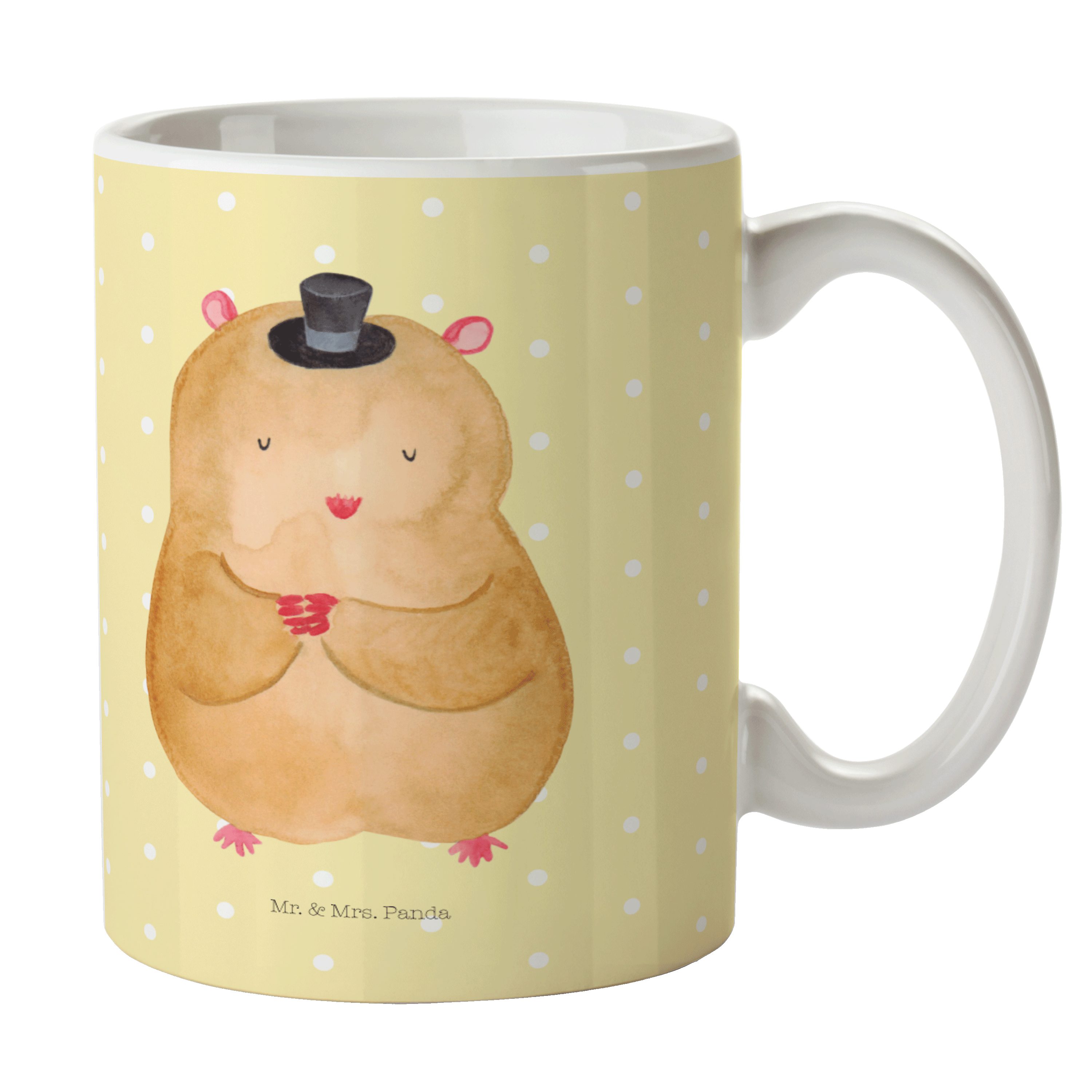 Mr. & Mrs. Panda Tasse Hamster mit Hut - Gelb Pastell - Geschenk, Tasse, Kaffeetasse, Tiermo, Keramik