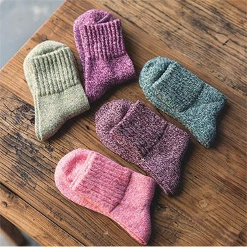 Opspring Socken 5 Paar warme Wintersocken,Dicke Damen-Stricksocken (10-Paar)
