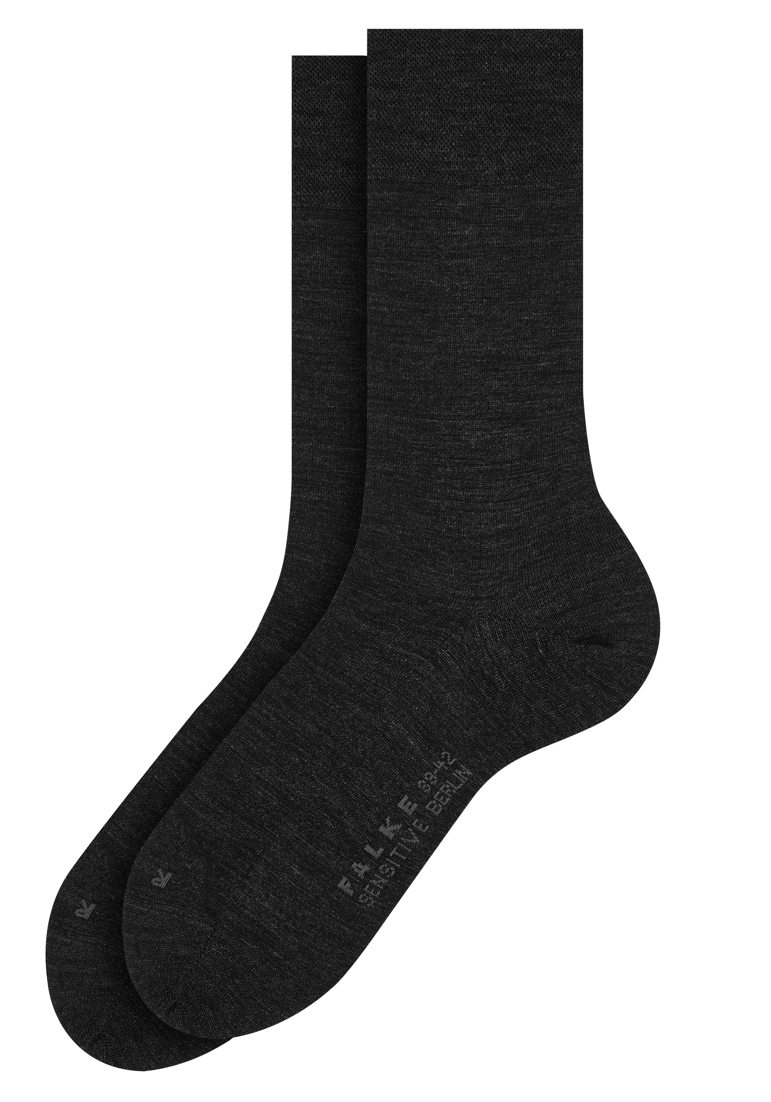 FALKE Socken Sensitive Berlin (Packung, ohne 2-Paar) mit sensitve anthrazit Gummi Bündchen