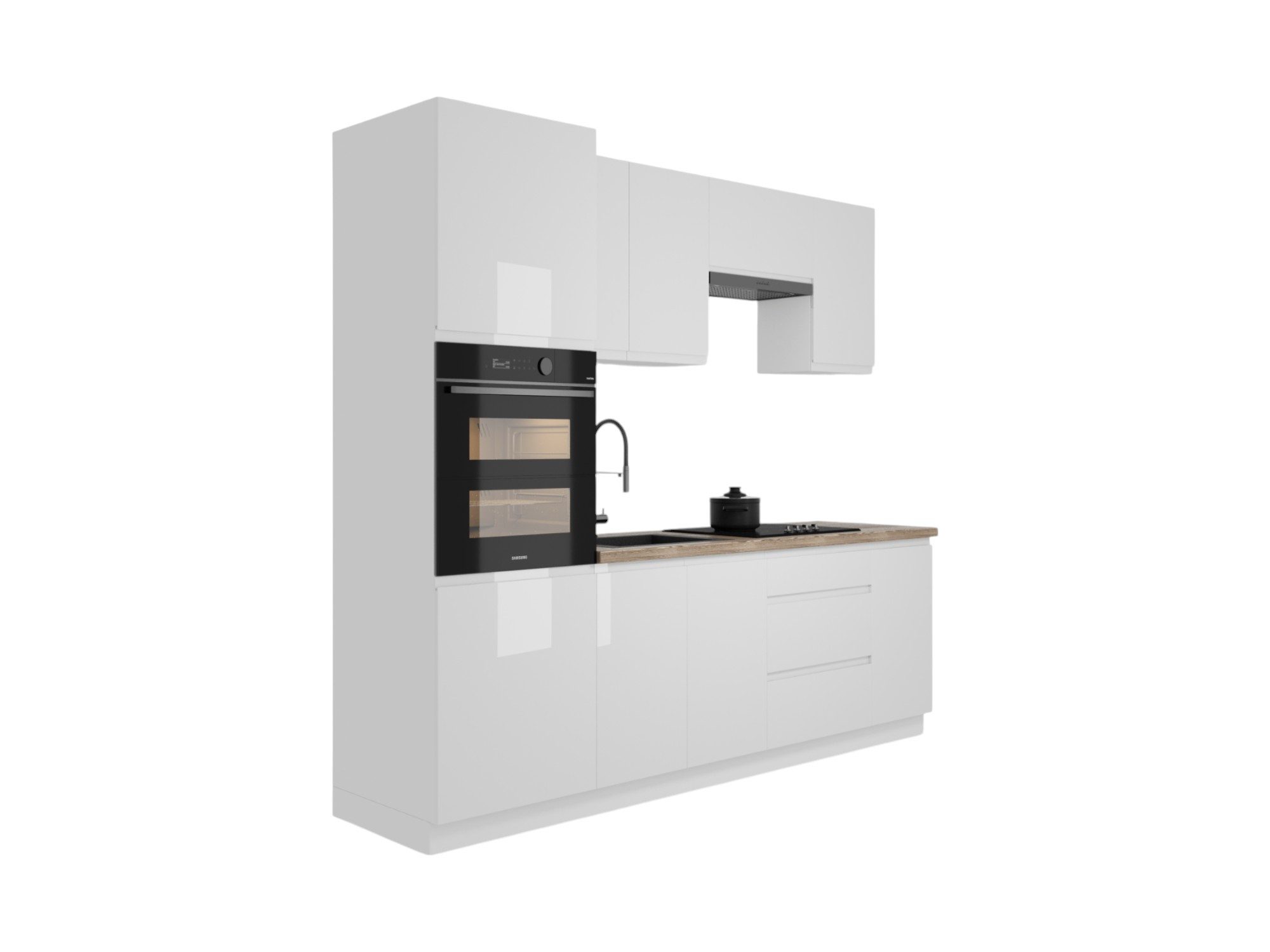 ROYAL24_MARKT Küchenzeile K101-G240 - Velmora - Stilvoll kochen auf kleinem Raum, (Komplett Set), Feinste Qualität - Modern - Zeitlos.