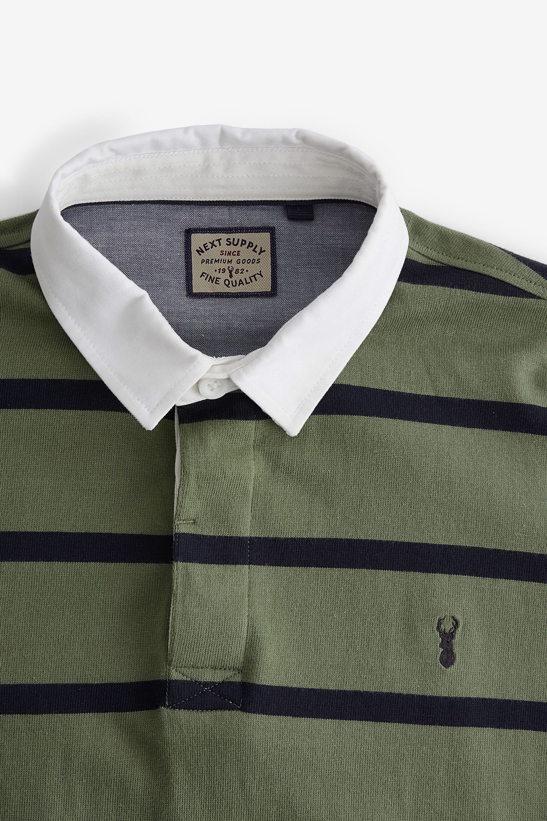 Blue Green/Navy Next Stripe (1-tlg) Rugbyshirt Langärmeliges Rugby-Shirt