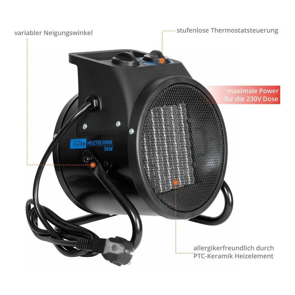 Güde Heizstrahler Elektroheizer GEH 3000 P, 3000 W günstig online kaufen