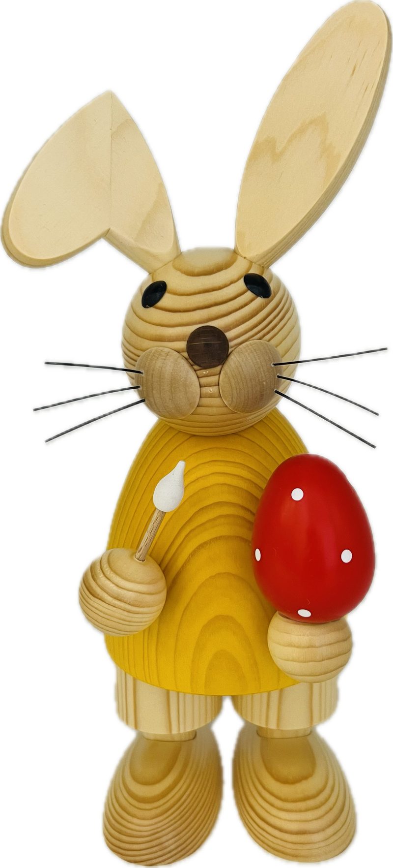 Richard Glaesser Osterhase gelb mit Ei und Pinsel (32cm), Hase aus Holz (Osterdeko), Handwerkskunst original Erzgebirge