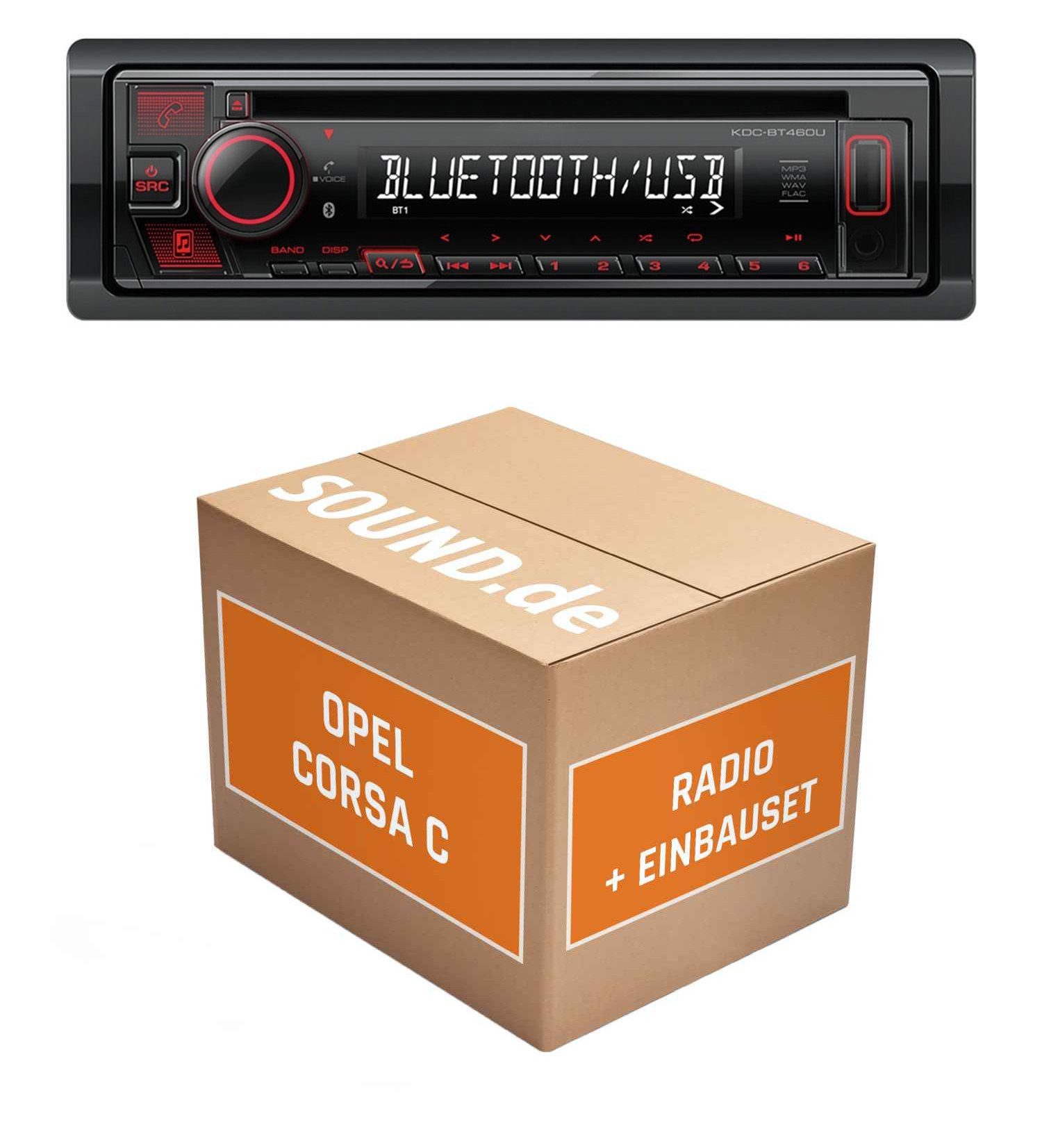 JUST SOUND best choice for caraudio Einbauset Kenwood KDC-BT460U für Opel Corsa C + CAR 2003 + LFB Sw Autoradio (RDS, AM/FM Radio, Animiertes Display, Freisprecheinrichtung, 1 DIN)