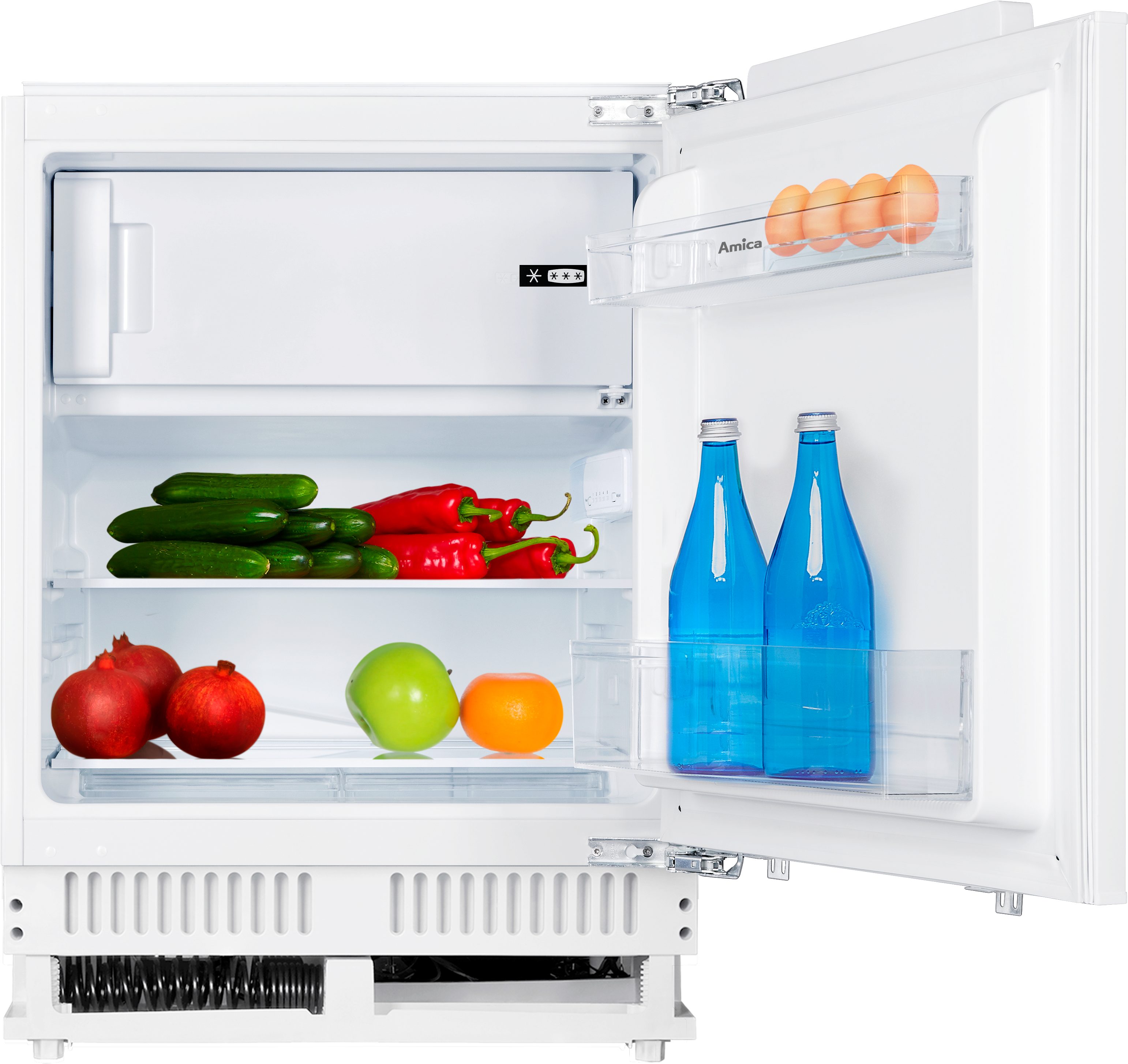 Amica Einbaukühlschrank UKSX 361 901, 82,5 cm hoch, 59,6 cm breit, Kompakter Einbaukühlschrank mit klarer Sicht und leichter Pflege