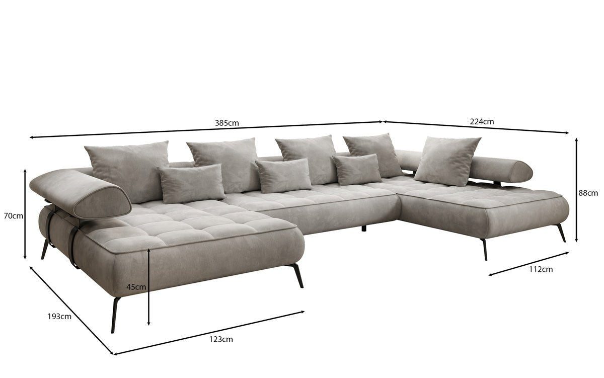 Luxusbetten24 Schlafsofa Designer U Sofa Sydney, in Samt mit elektrischer Schlaffunktion