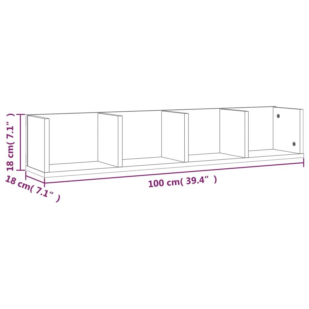 Holzwerkstoff, vidaXL Sonoma Grau 1-tlg. CD-Wandregal 100x18x18 cm Regal