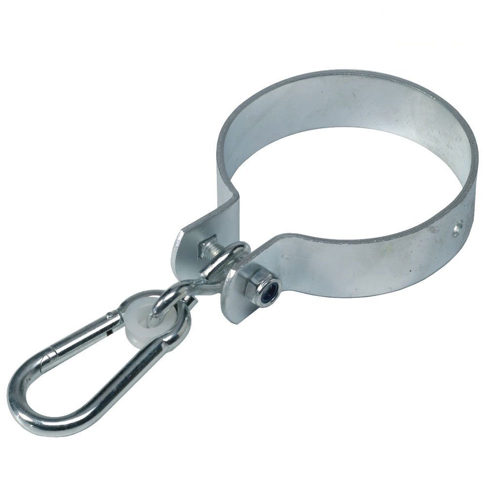 Wickey Schaukelhaken Schaukelschelle mit Karabiner – Sicherheit und Spaß für jede Schaukel, (Extrem witterungsbeständig, Gewicht 0,5 kg), Verzinkter Stahlhaken mit Bügel, Karabinerhaken 10 mm mit Nylonlager