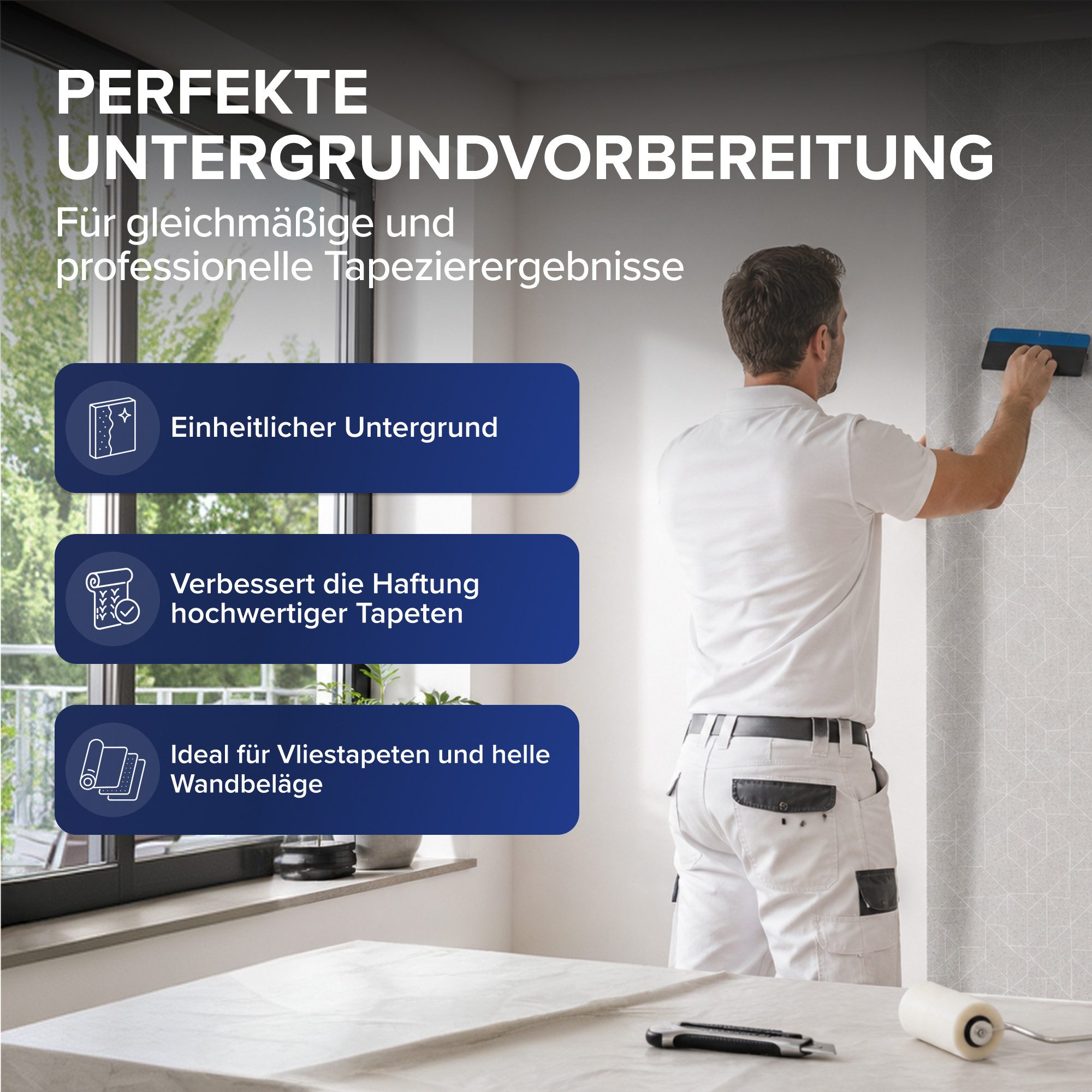 plid Grundierfarbe Tapetengrund Weiß Haftgrund Voranstrich Tapezieren, Schnelltrocknend