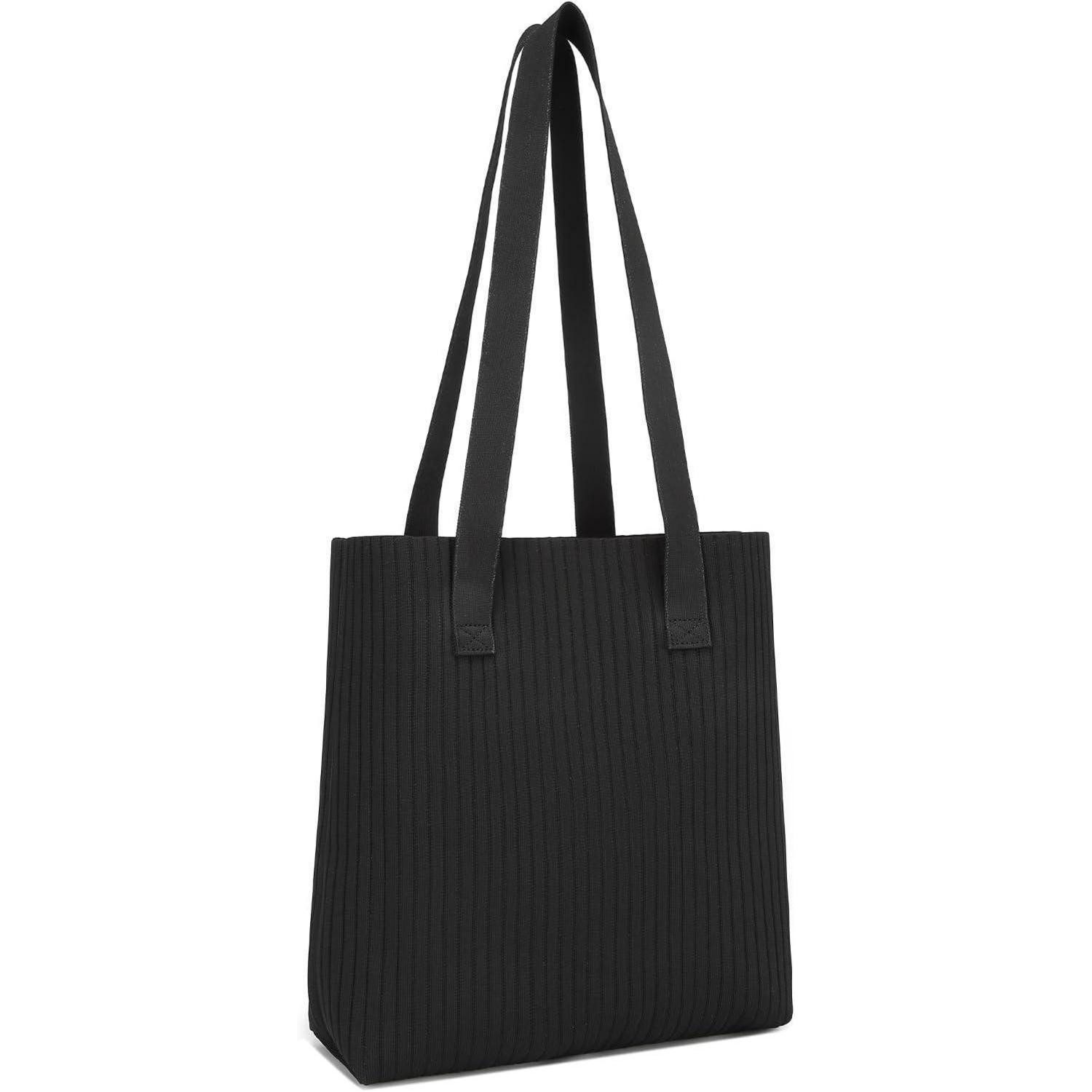 LuxusKollektion Shopper Shopper Damen Tote Bag Kapazität Shopping Schule Ausflüge 3-1 Schwarz