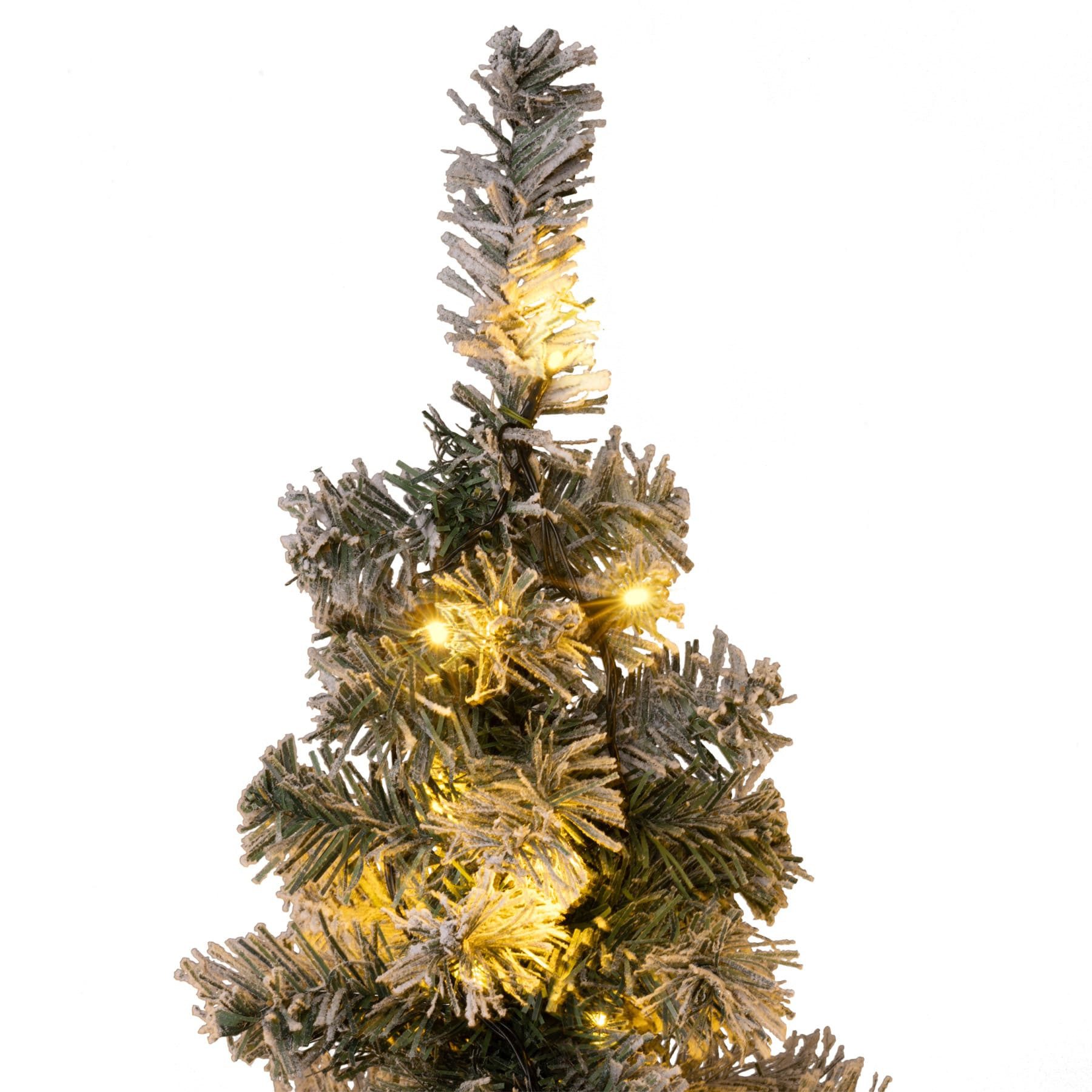 Dekoleidenschaft Künstlicher Weihnachtsbaum in Schnee-Optik, 49 cm hoch, mit Lichterkette, Outdoor Christbaum, 4 Stück im Set, Tannenbaum, Gartendeko für Drauße – Bild 5 von 5