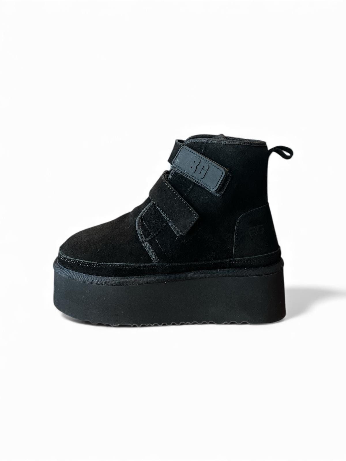 Begoria Damen Plateau Winterboots gefüttert aus Echtleder mit Klettverschluss Winterstiefelette