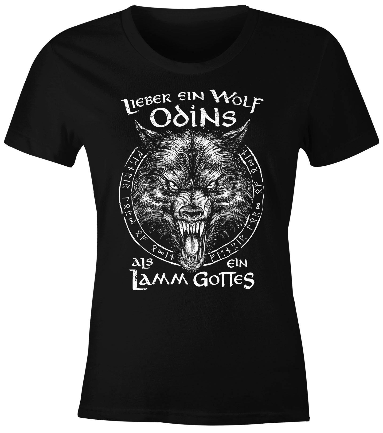 Neverless Print-Shirt Damen T-Shirt Spruch Lieber ein Wolf Odins als ein La günstig online kaufen