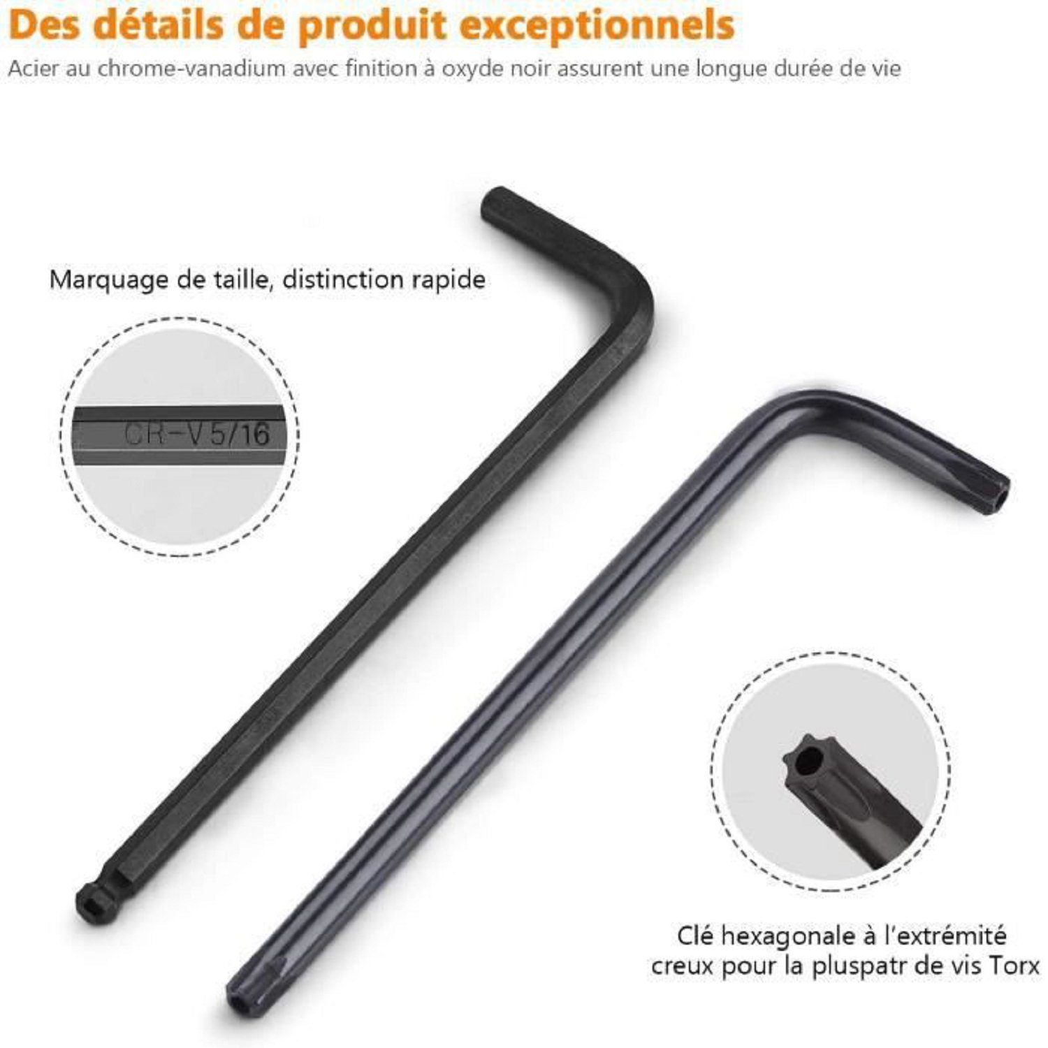 SUNLUX Torx Inbusschlüssel Set 9-teilig – Sternschraubenschlüssel Von T10 Bis T50