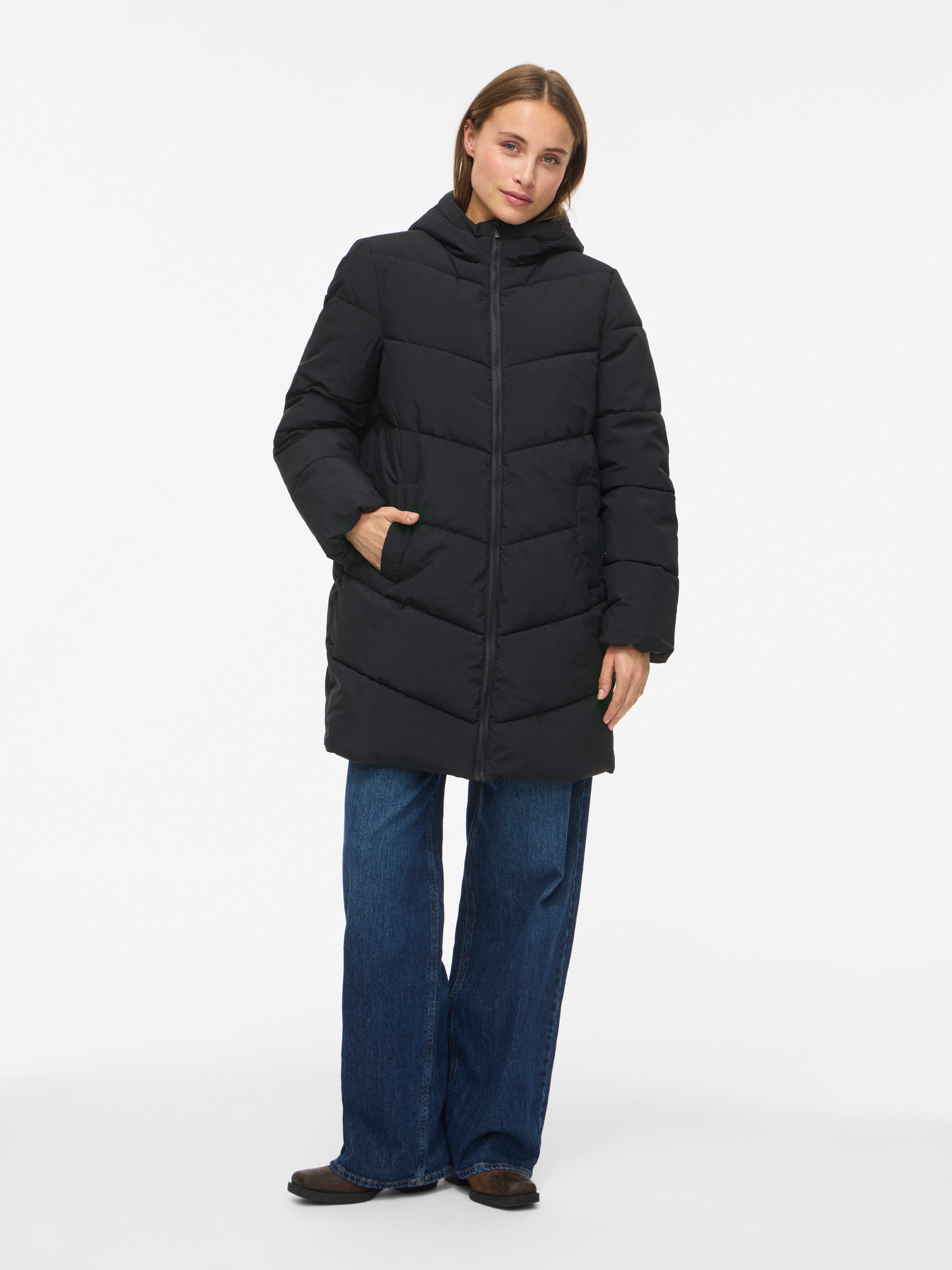 Vila Steppmantel VILAVENDER L/S HOOD PUFFER/TB/RK Kunstfaser – Bild 4 von 5
