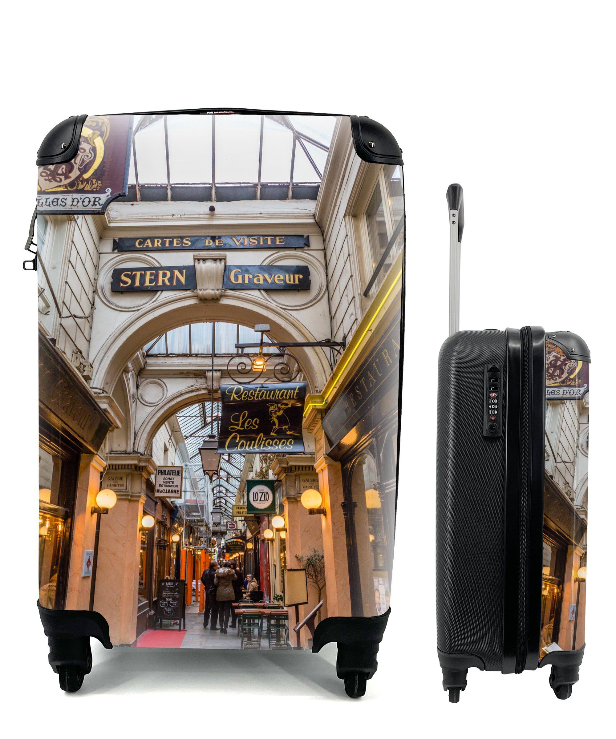 MuchoWow Handgepäckkoffer Paris - Frankreich - Geschäft, 4 Rollen, Reisetasche mit rollen, Handgepäck für Ferien, Trolley, Reisekoffer | Handgepäck-Koffer